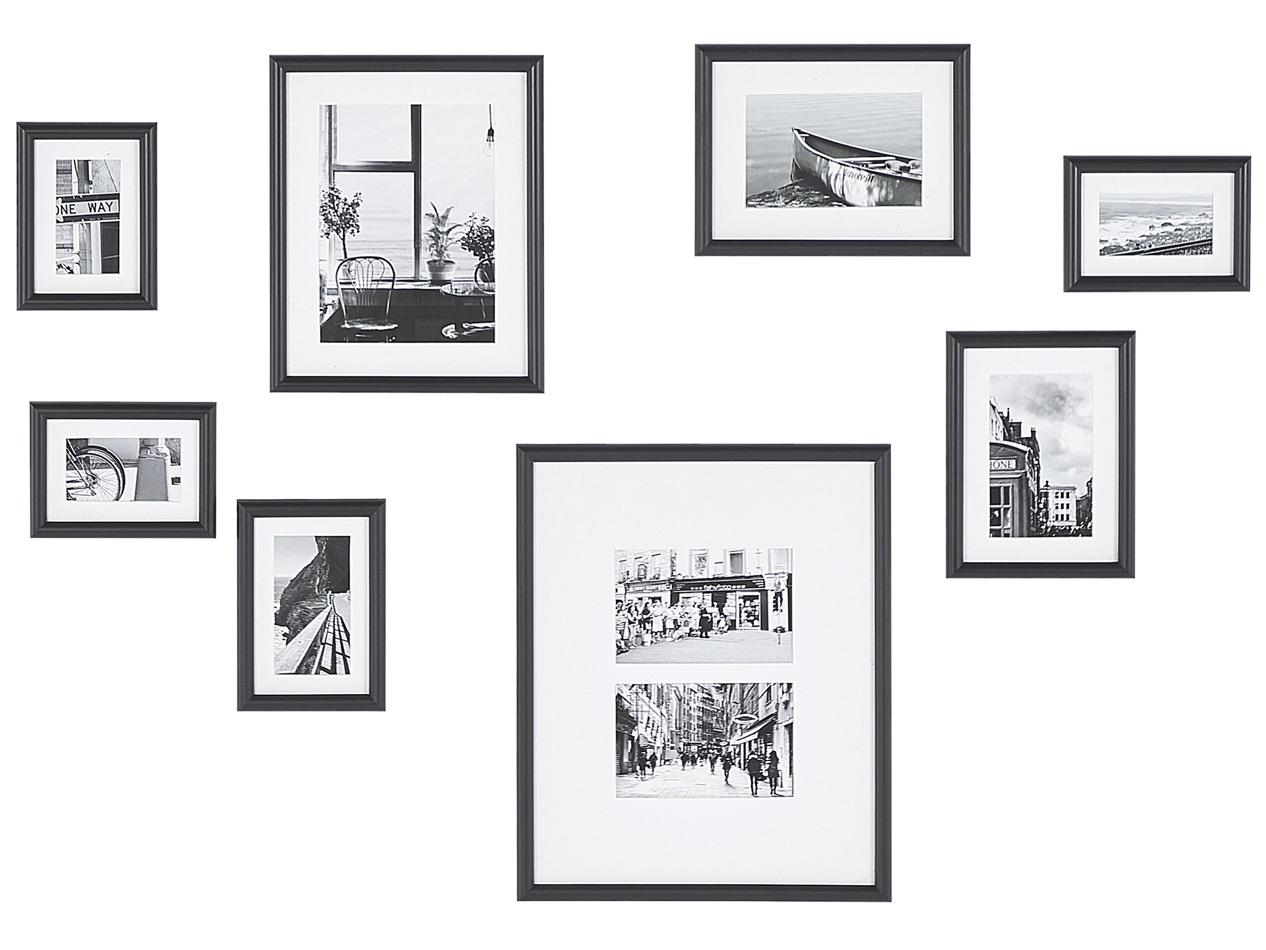 Wall Gallery of Landscapes 8 Frames Black GARANGO - Gemini Interiors