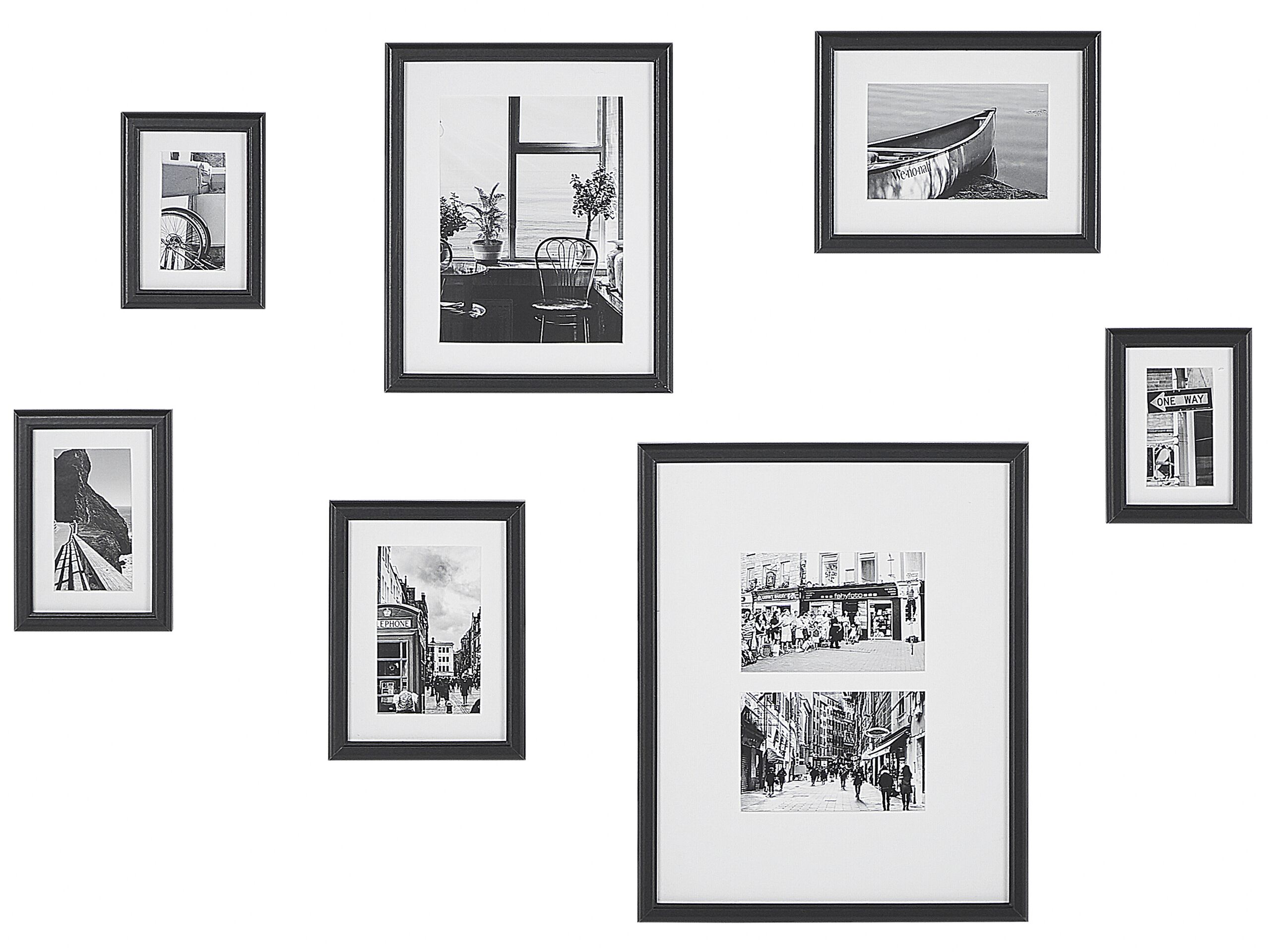 Wall Gallery of Landscapes 7 Frames Black ZINARE - Gemini Interiors