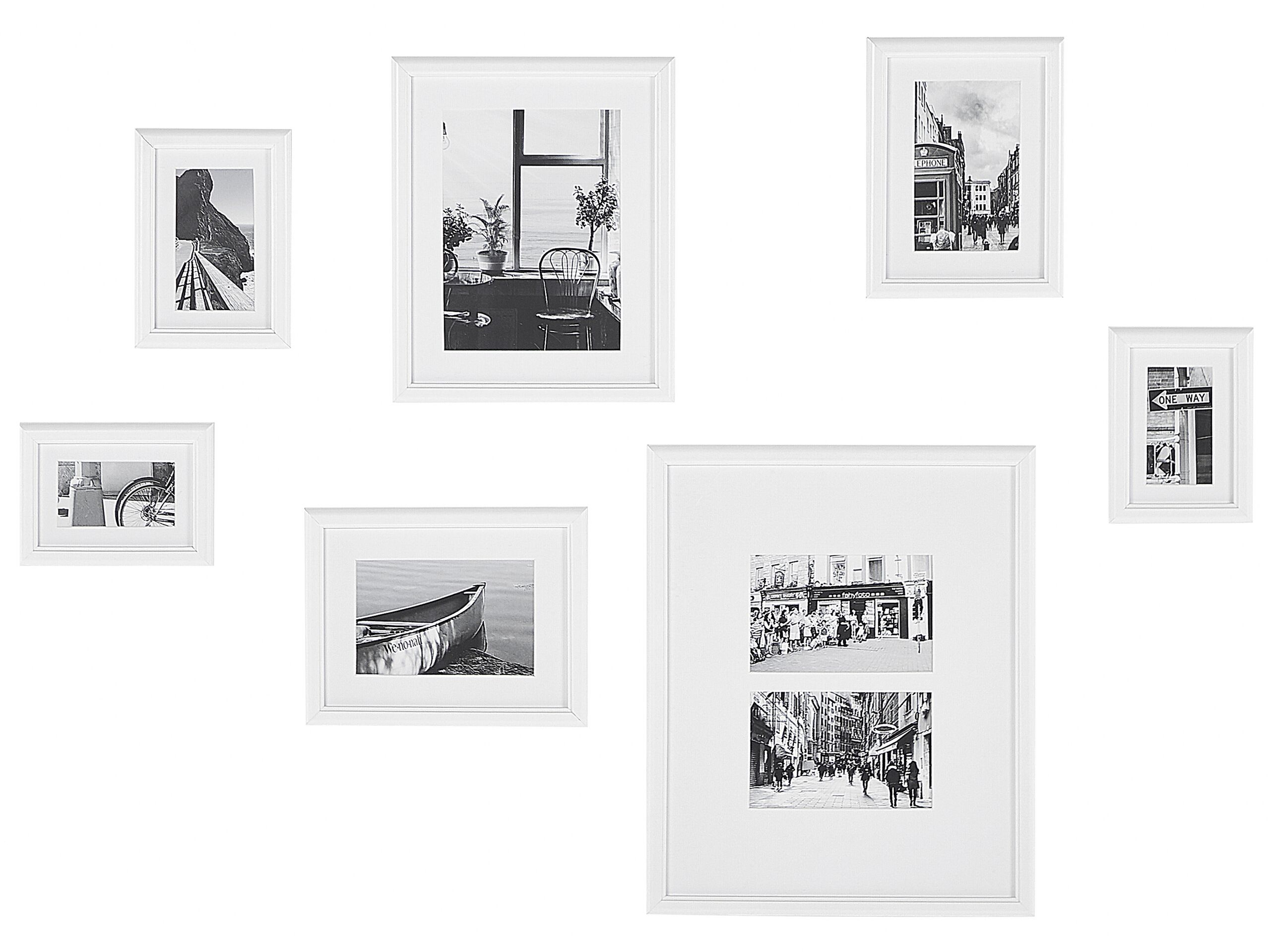 Wall Gallery of Landscapes 7 Frames White ZINARE - Gemini Interiors