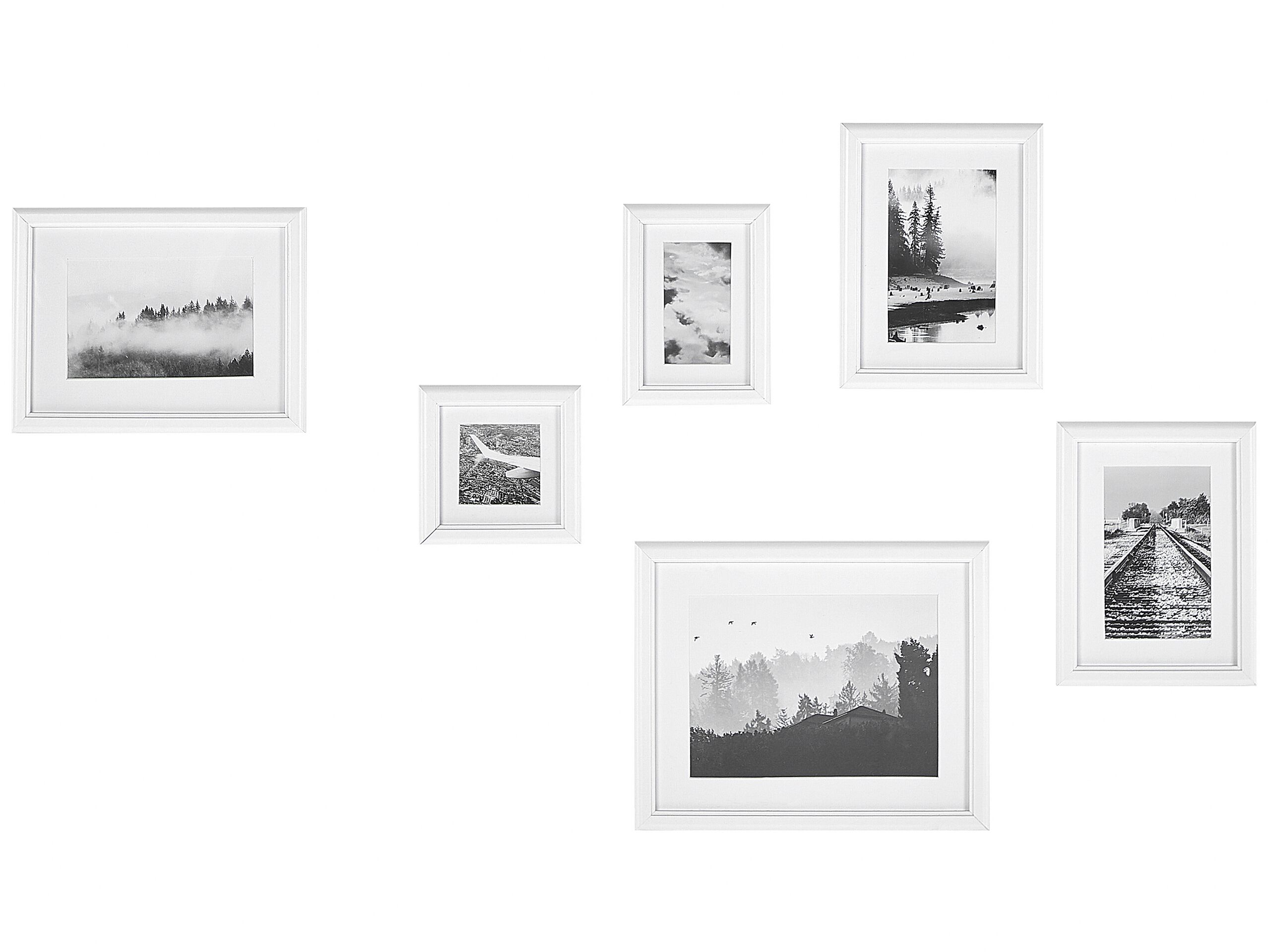 Wall Gallery of Landscapes 6 Frames White ZINARE - Gemini Interiors