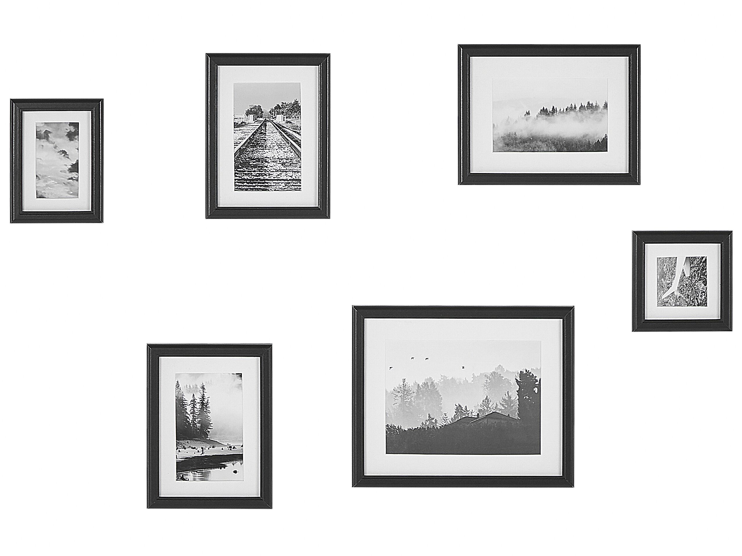 Wall Gallery of Landscapes 6 Frames Black ZINARE - Gemini Interiors