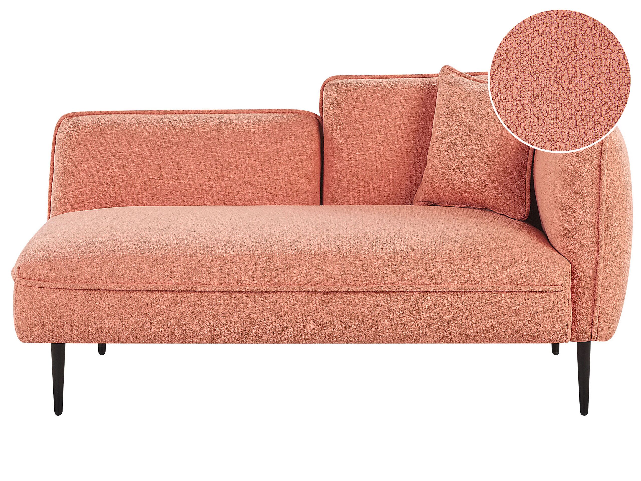 Right Hand Boucle Chaise Lounge Peach Pink CHEVANNES - Gemini Interiors