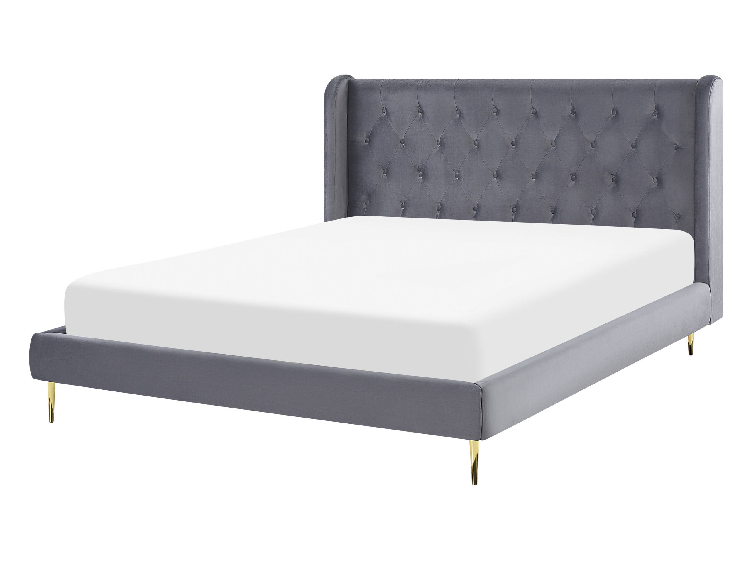 Velvet EU Double Size Bed Grey FORBACH - Gemini Interiors