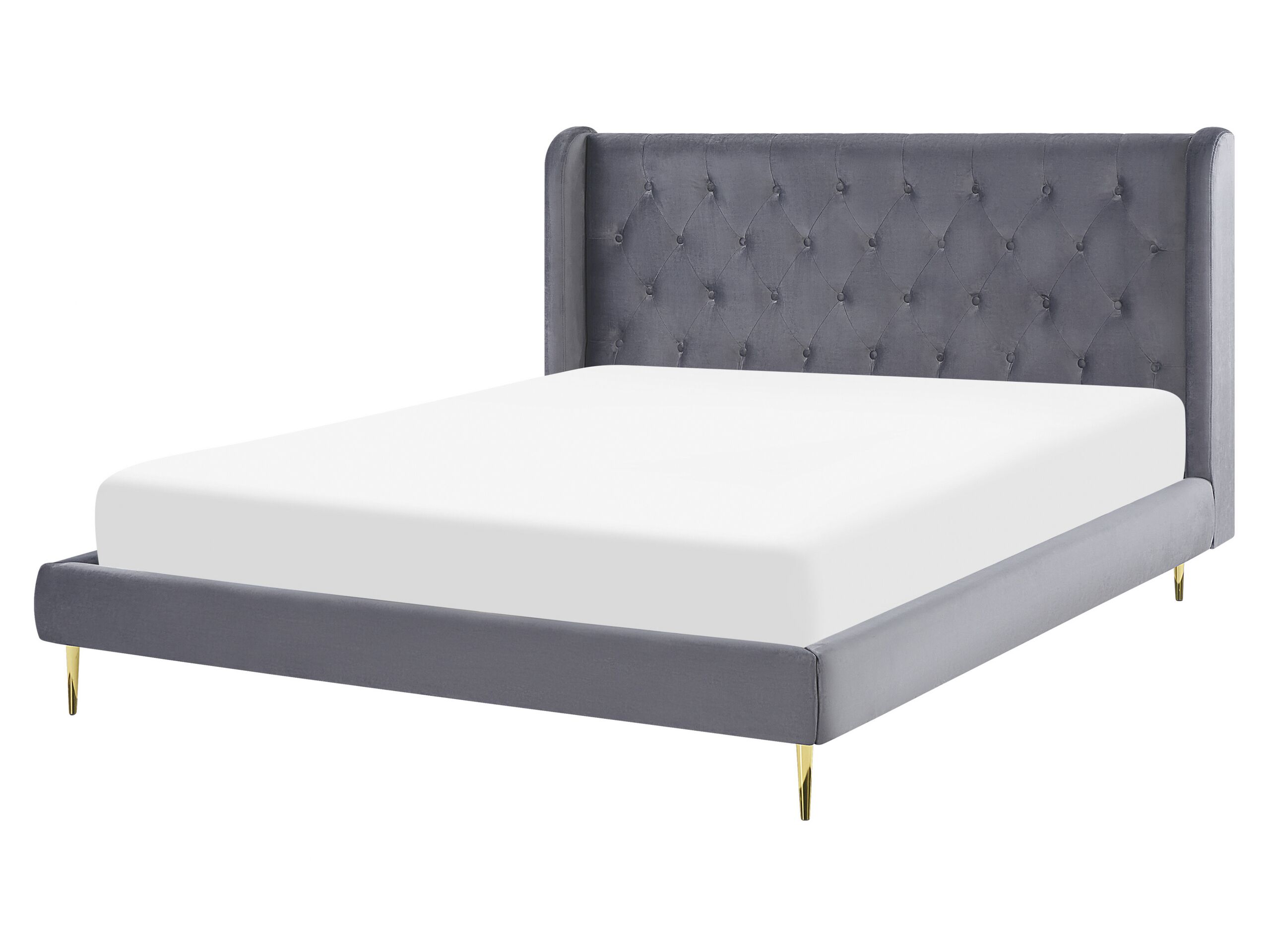 Velvet EU King Size Bed Grey FORBACH - Gemini Interiors