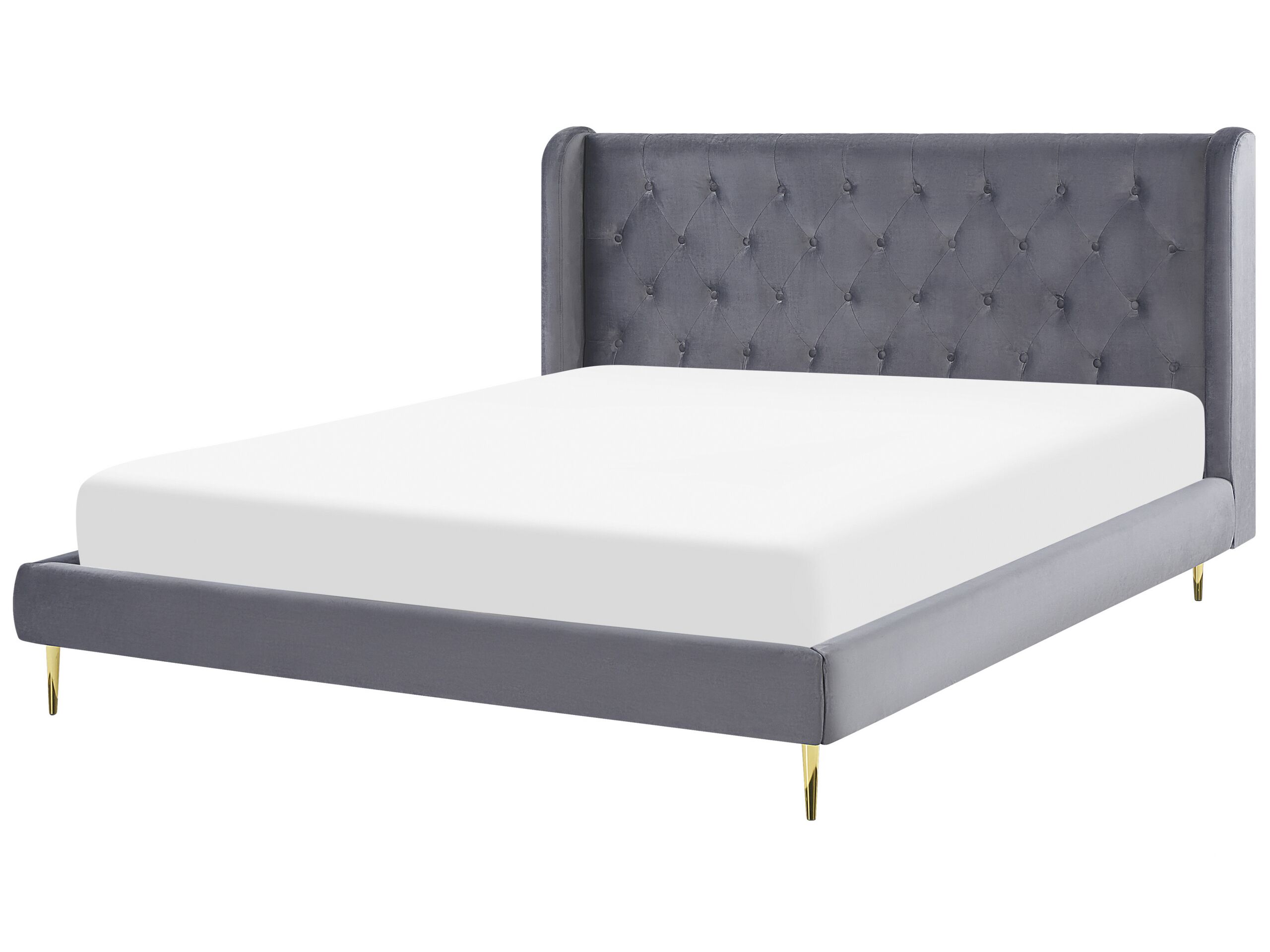 Velvet EU Super King Size Bed Grey FORBACH - Gemini Interiors