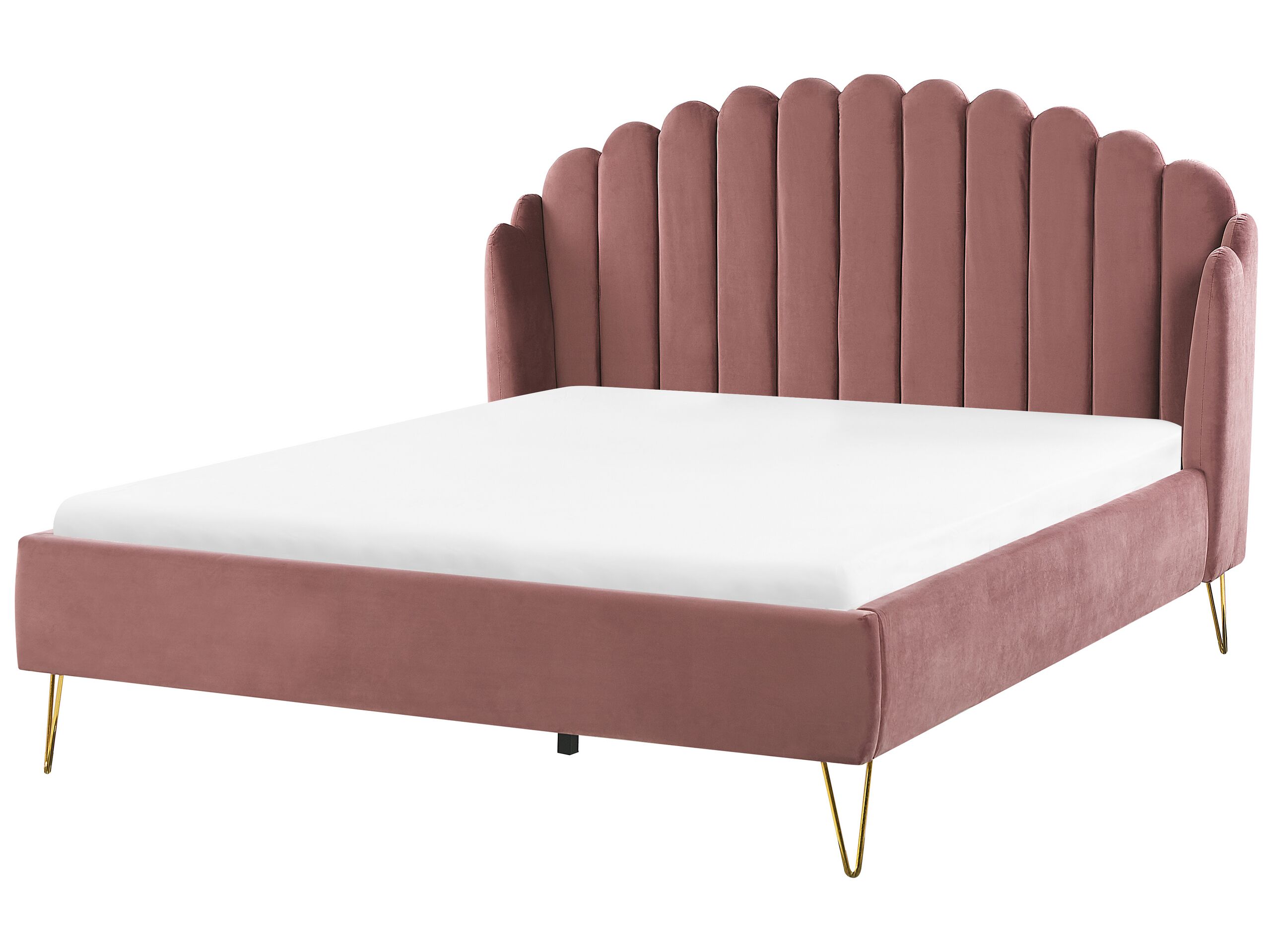 Velvet EU King Size Bed Pink AMBILLOU - Gemini Interiors