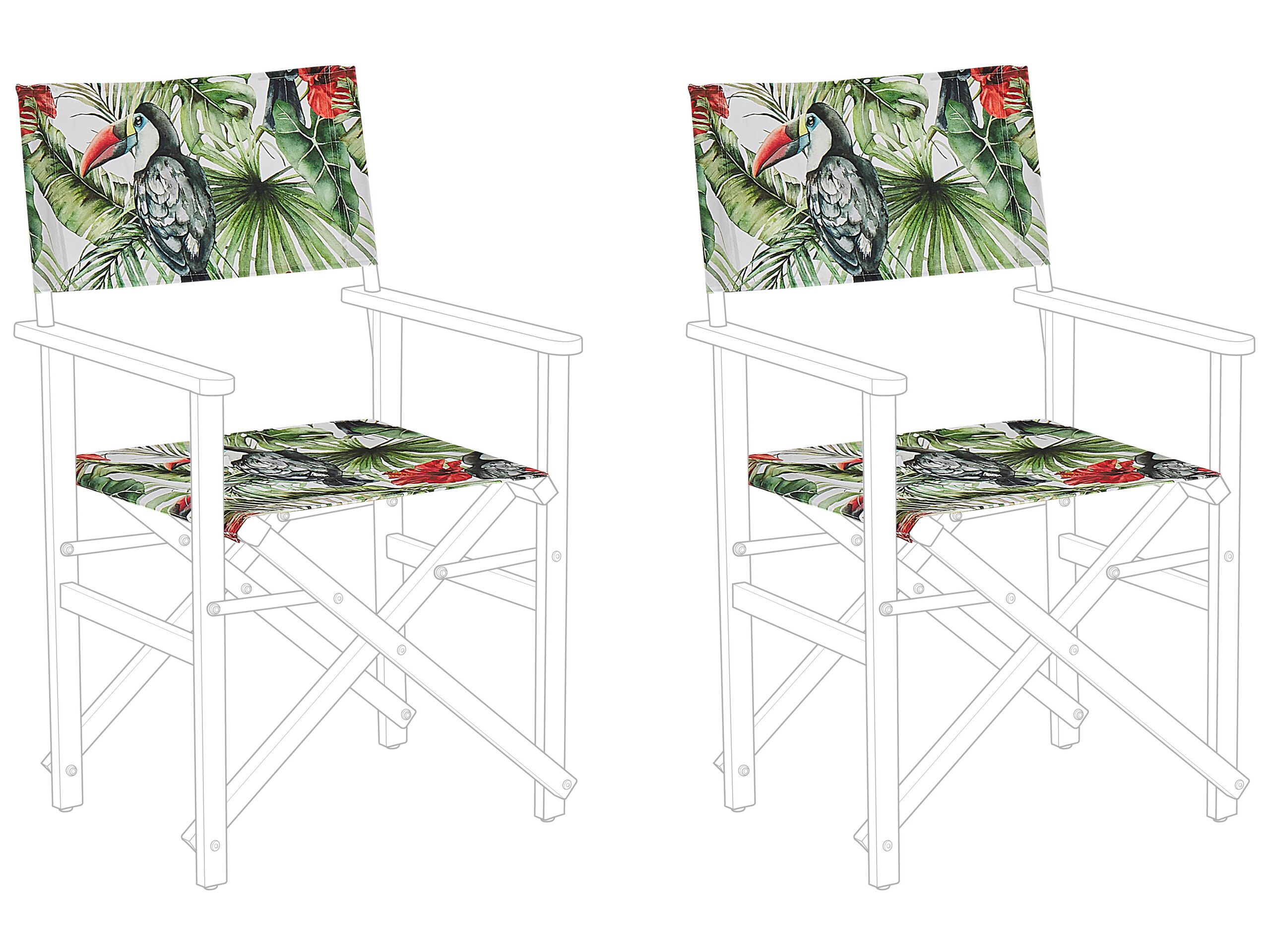 Set of 2 Garden Chair Replacement Fabrics Toucan Pattern CINE - Gemini Interiors
