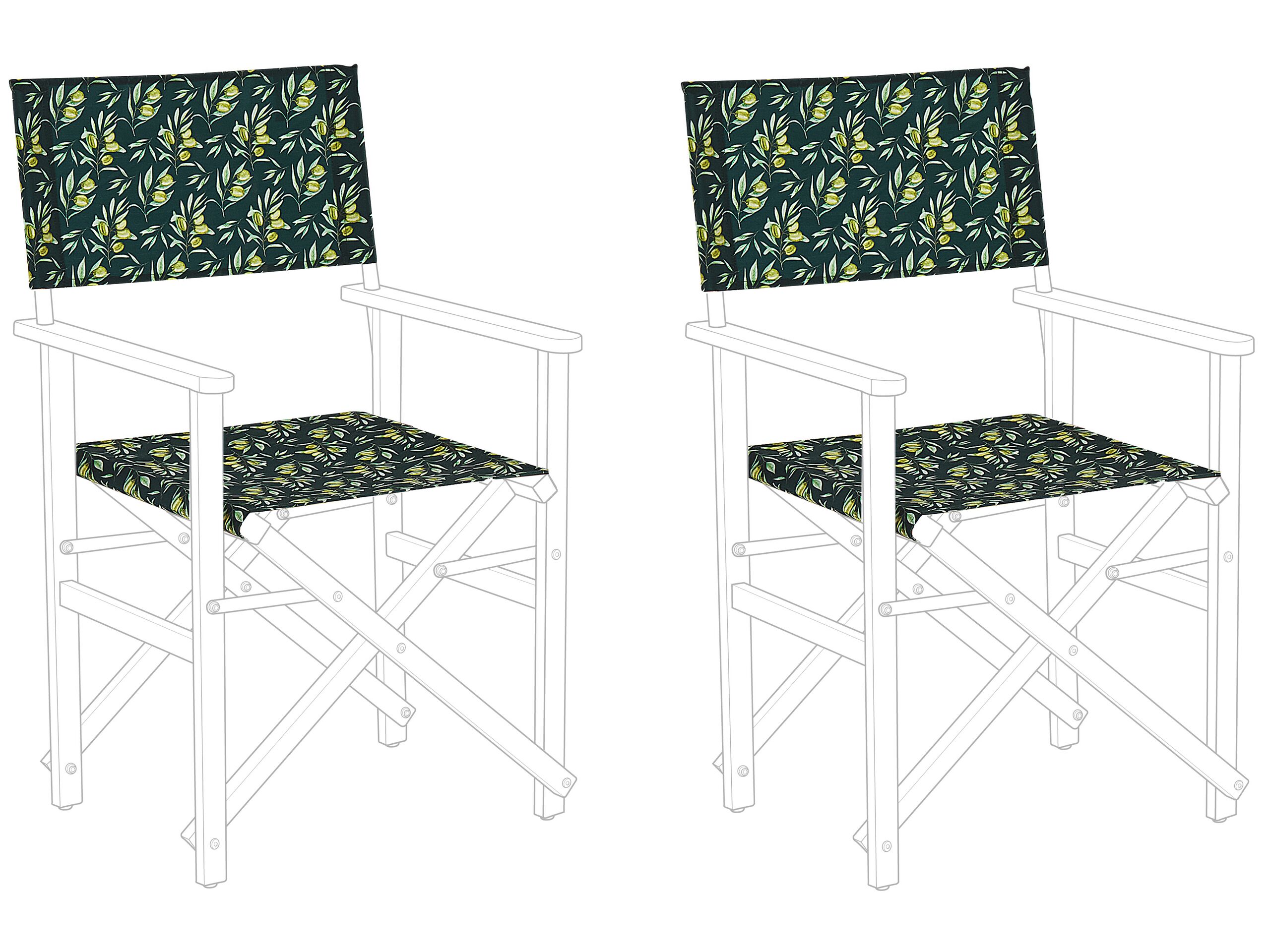 Set of 2 Garden Chair Replacement Fabrics Olives Pattern CINE - Gemini Interiors