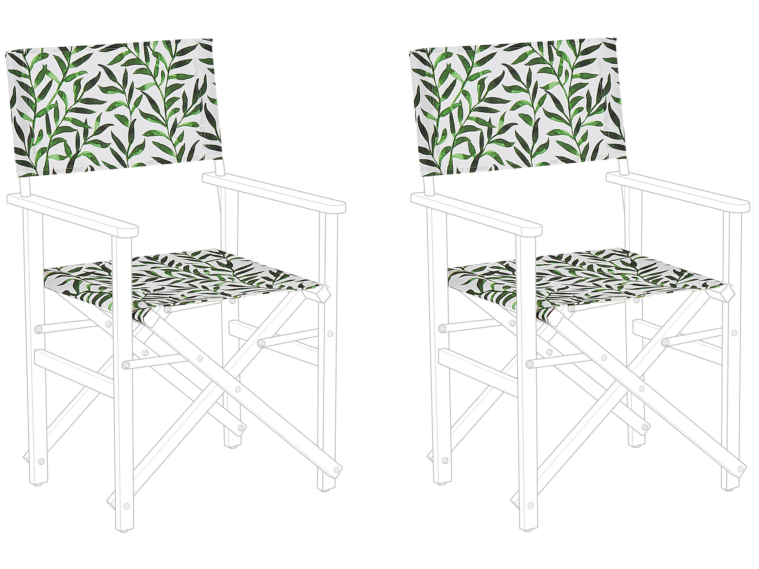 Set of 2 Garden Chair Replacement Fabrics Leaf Pattern CINE - Gemini Interiors