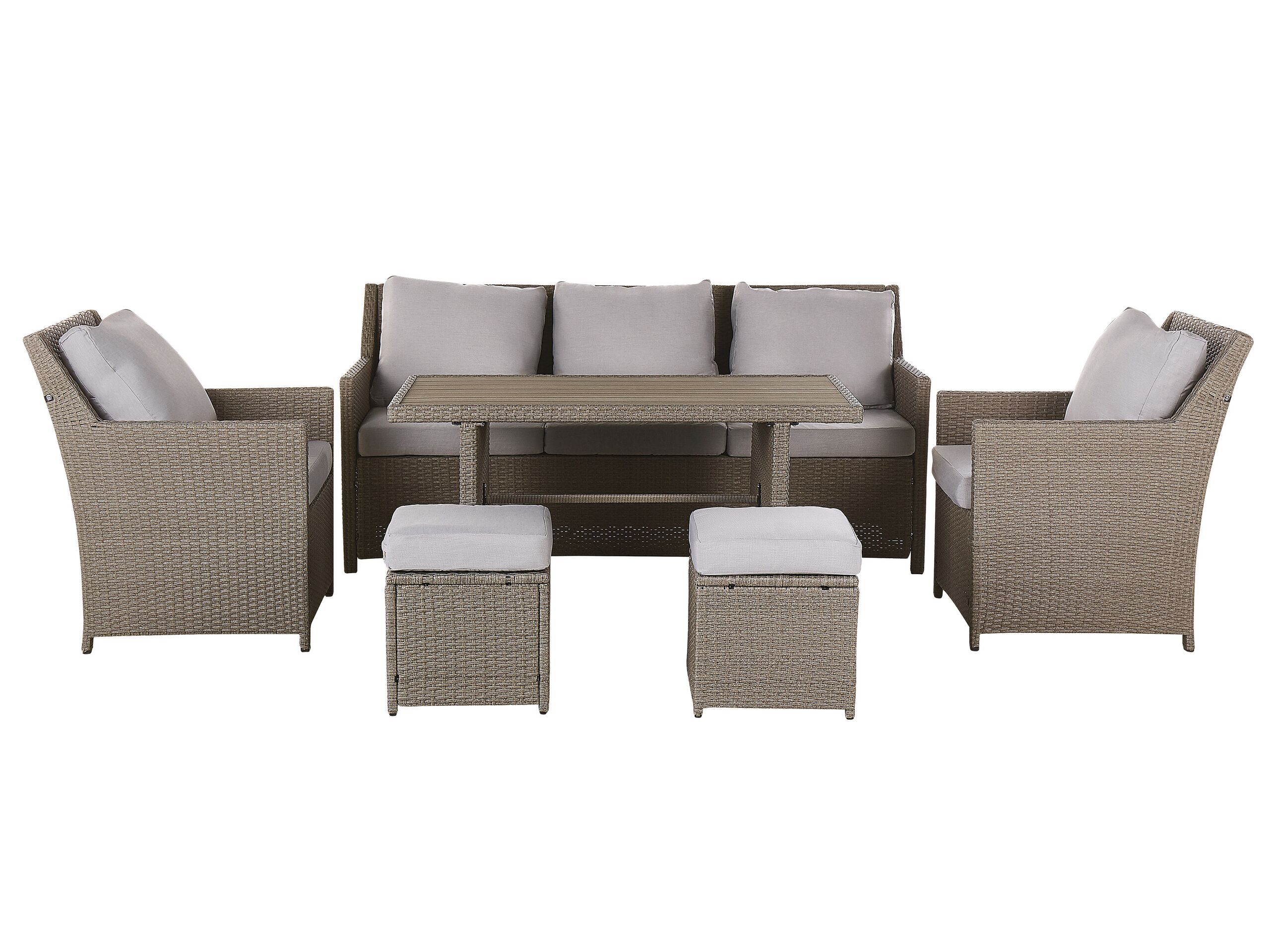 5 Seater PE Rattan Garden Sofa Set Taupe and Grey FONTI - Gemini Interiors