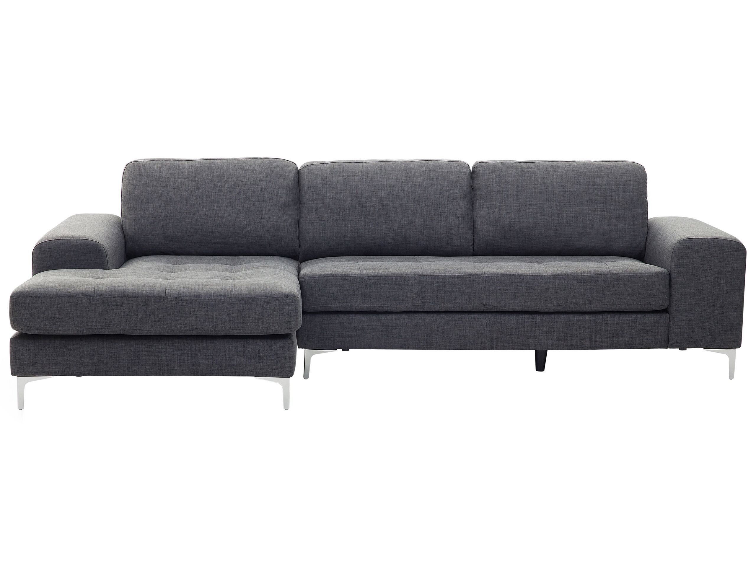 Right Hand Fabric Corner Sofa Dark Grey KIRUNA - Gemini Interiors