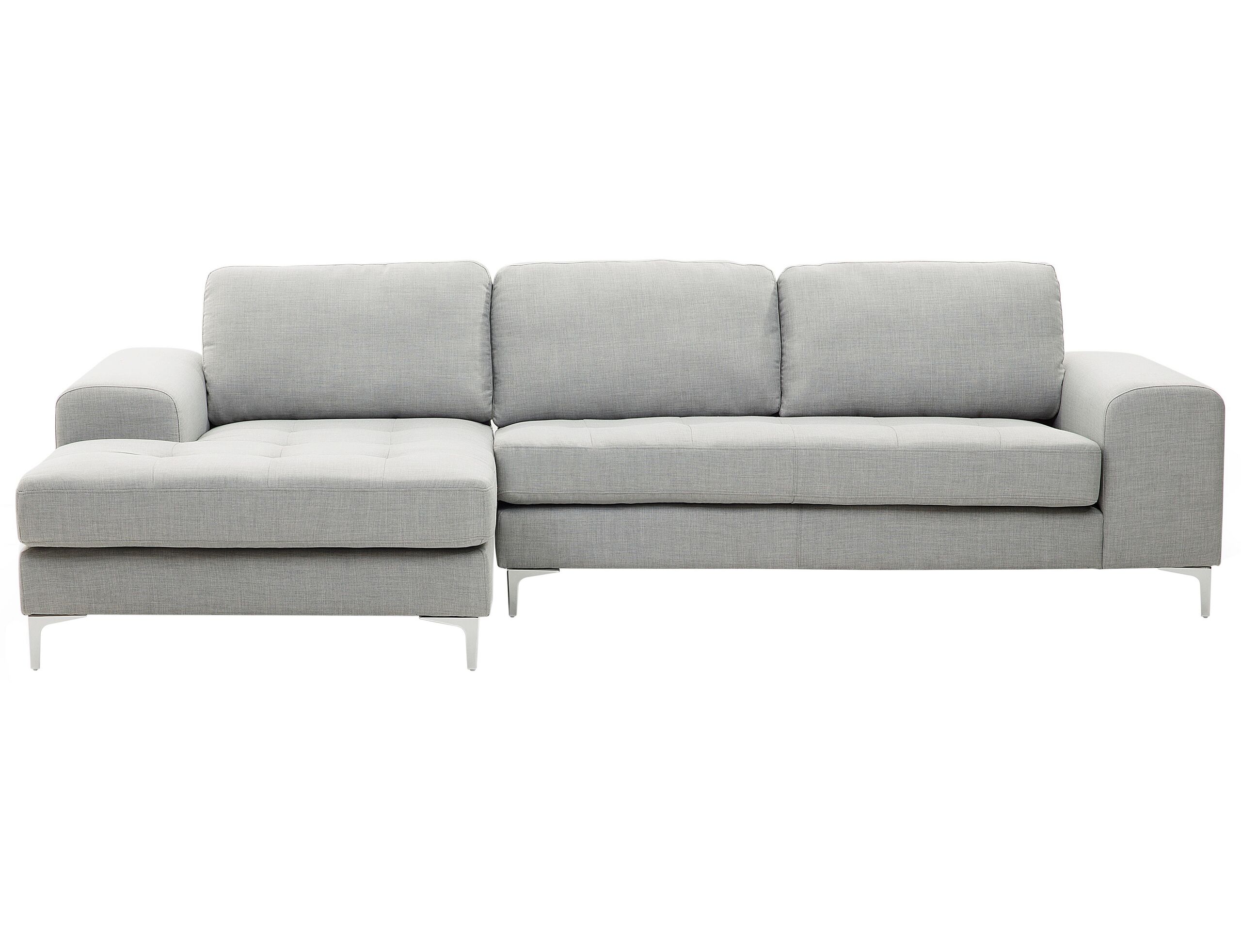 Right Hand Fabric Corner Sofa Light Grey KIRUNA - Gemini Interiors