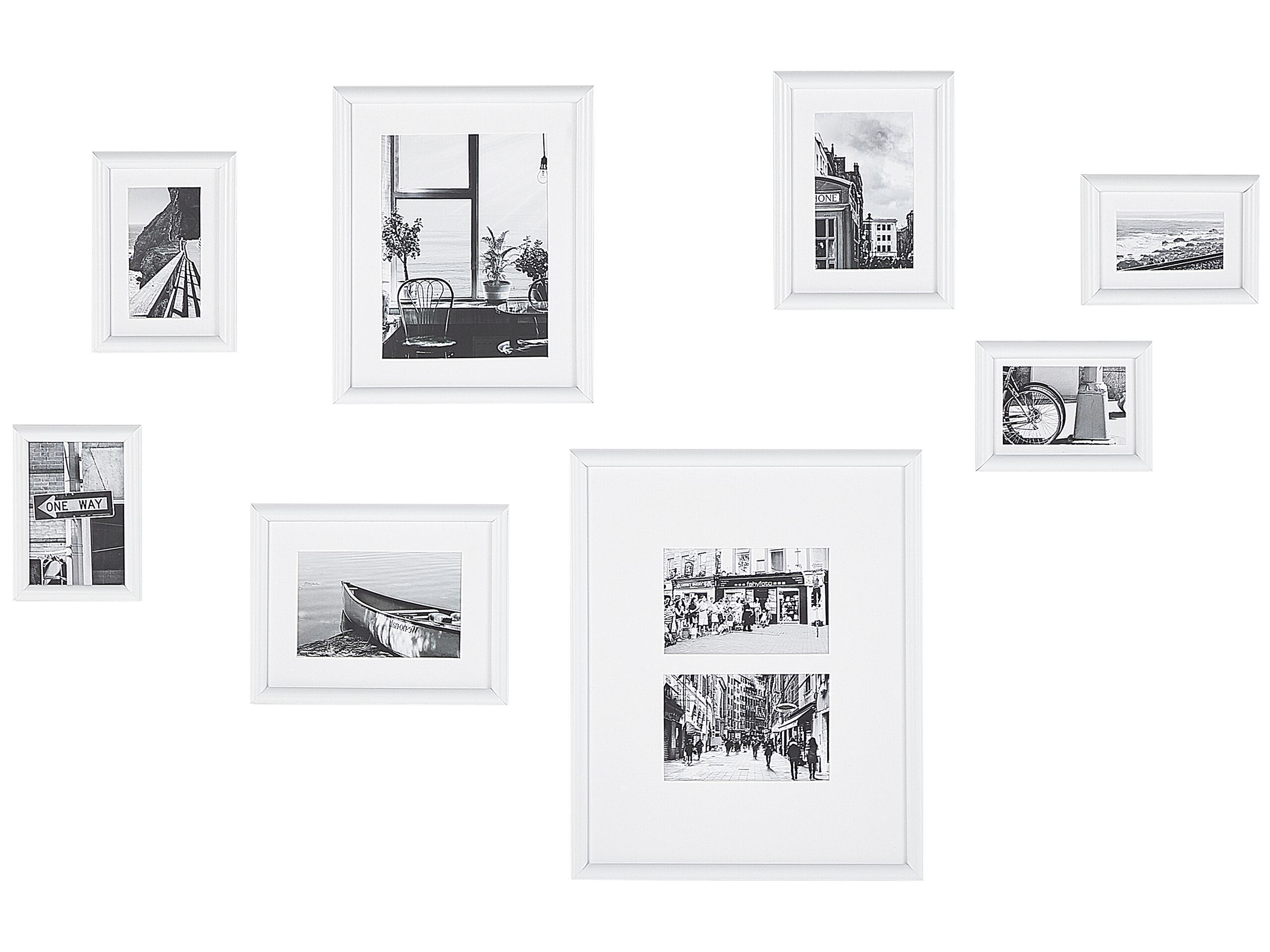 Wall Gallery of Landscapes 8 Frames White GARANGO - Gemini Interiors