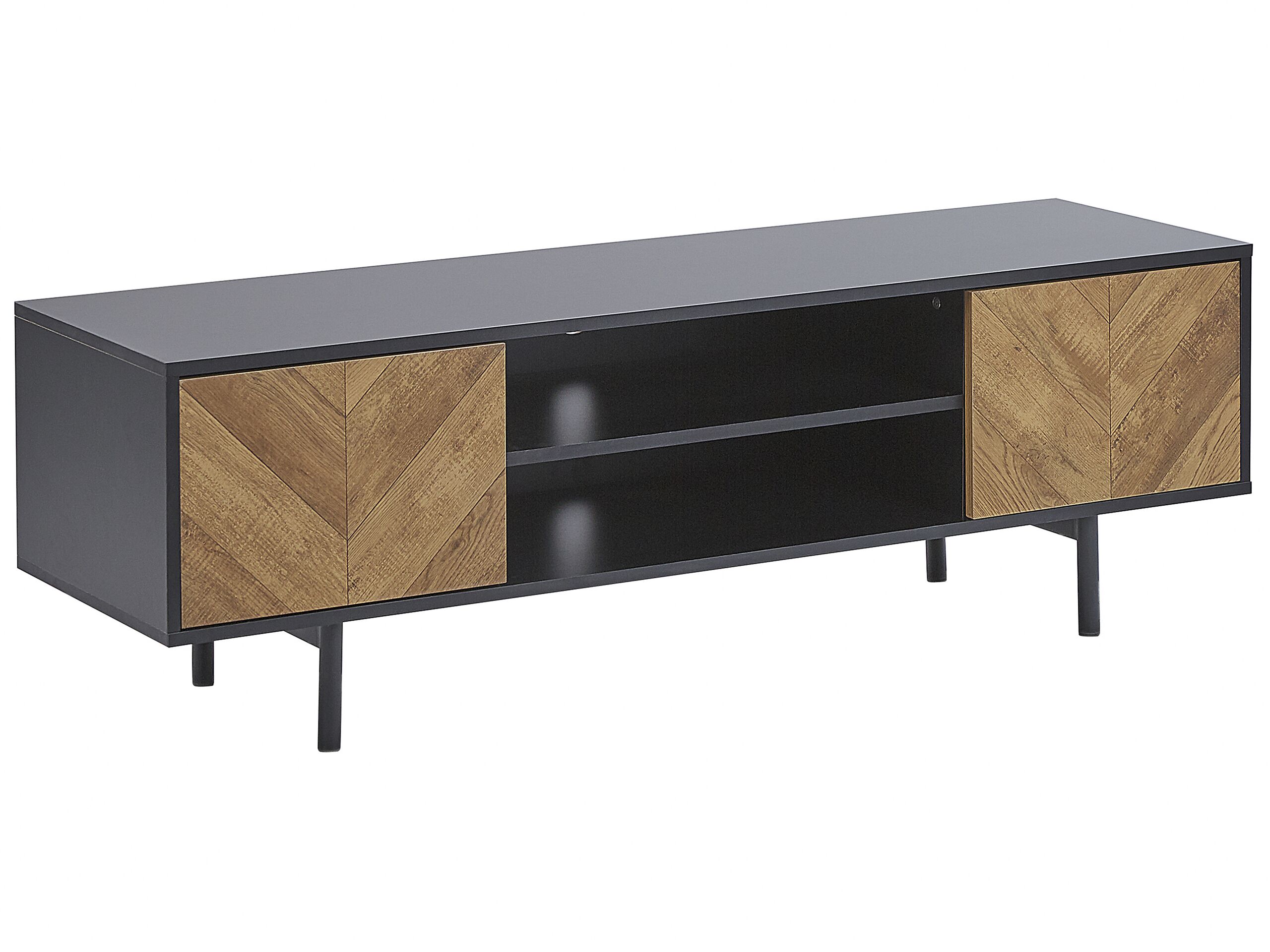 TV Stand Black with Light Wood SALINA - Gemini Interiors