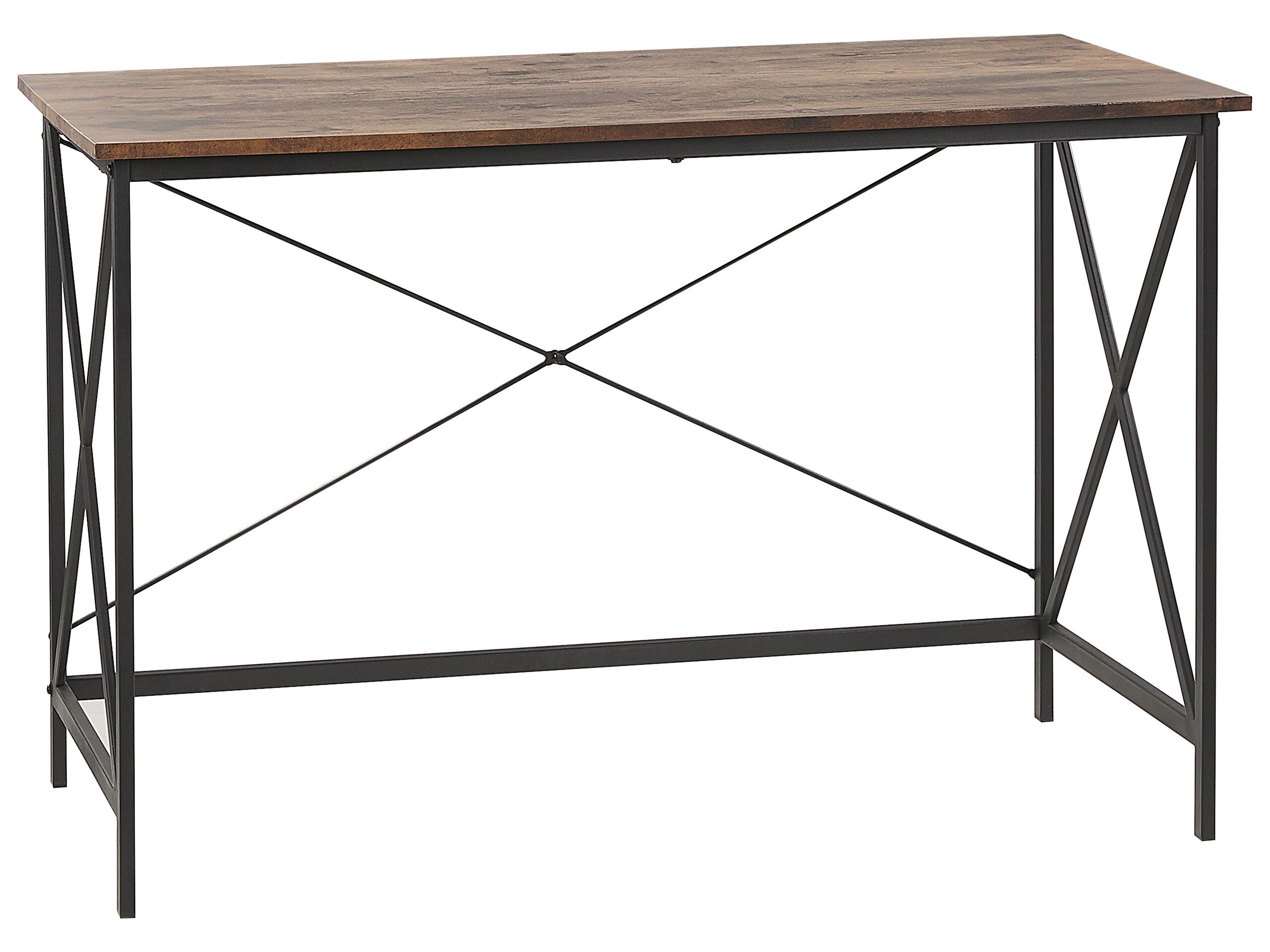 Home Office Desk 115 x 60 cm Dark Wood with Black FUTON - Gemini Interiors