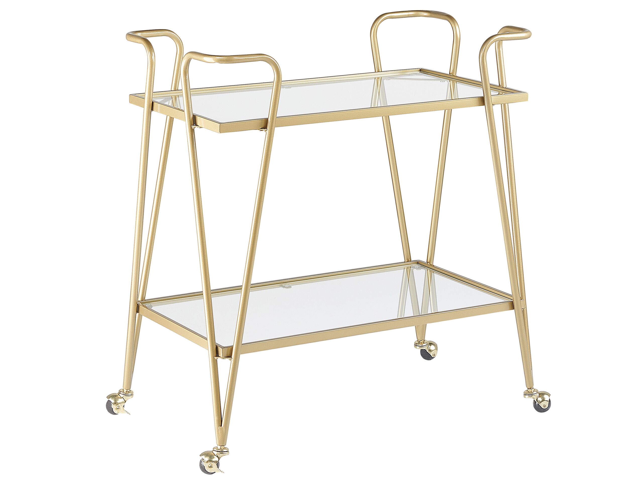 Metal Drinks Trolley with Glass Top Gold NOTI - Gemini Interiors