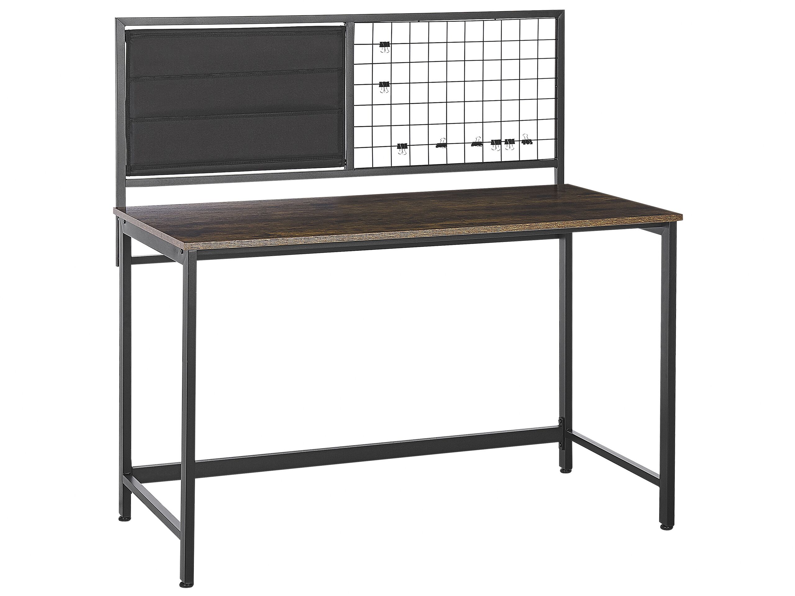 Home Office Desk 118 x 60 cm Dark Wood with Black VINCE - Gemini Interiors