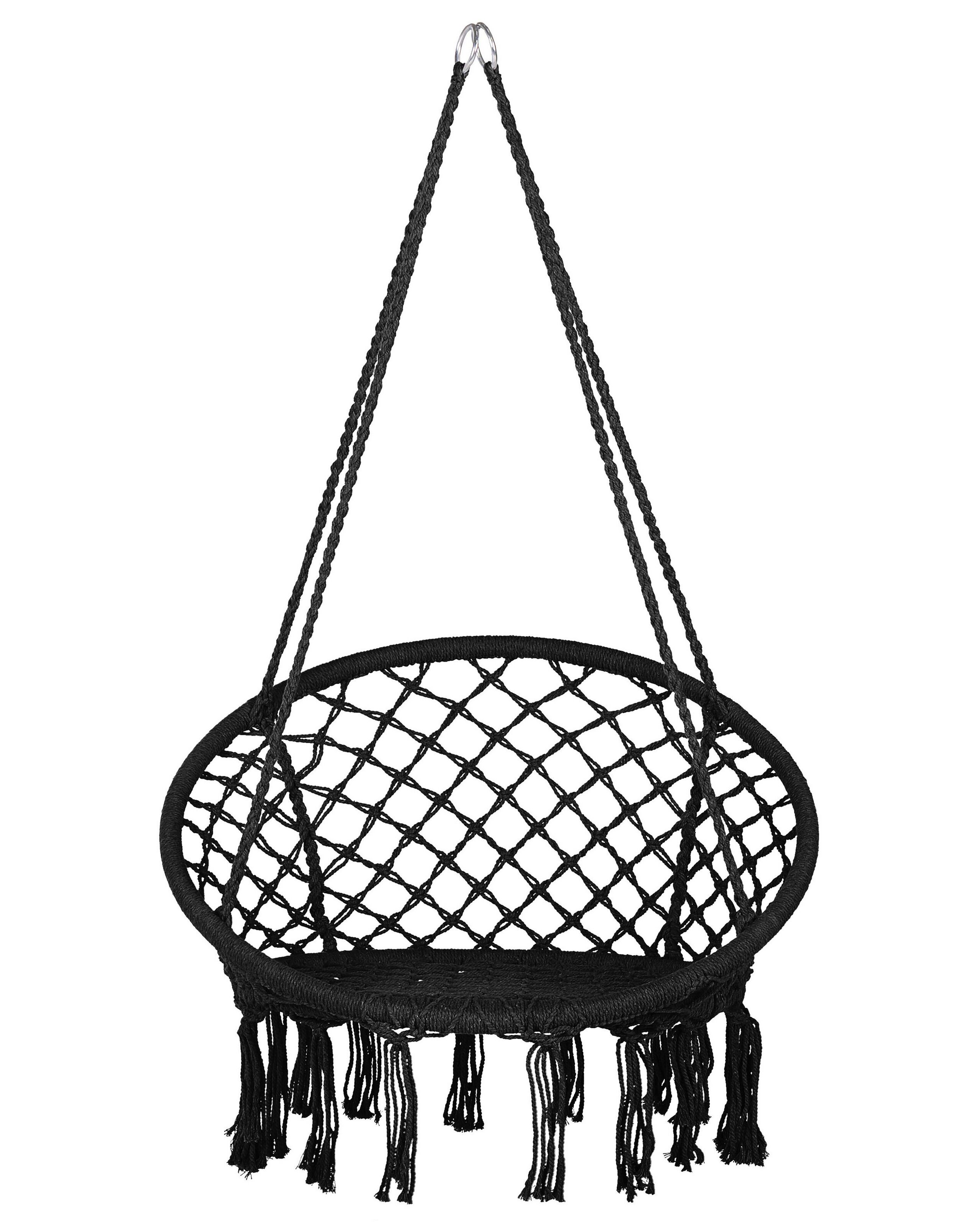 Macrame Hanging Chair Black GABELLA - Gemini Interiors