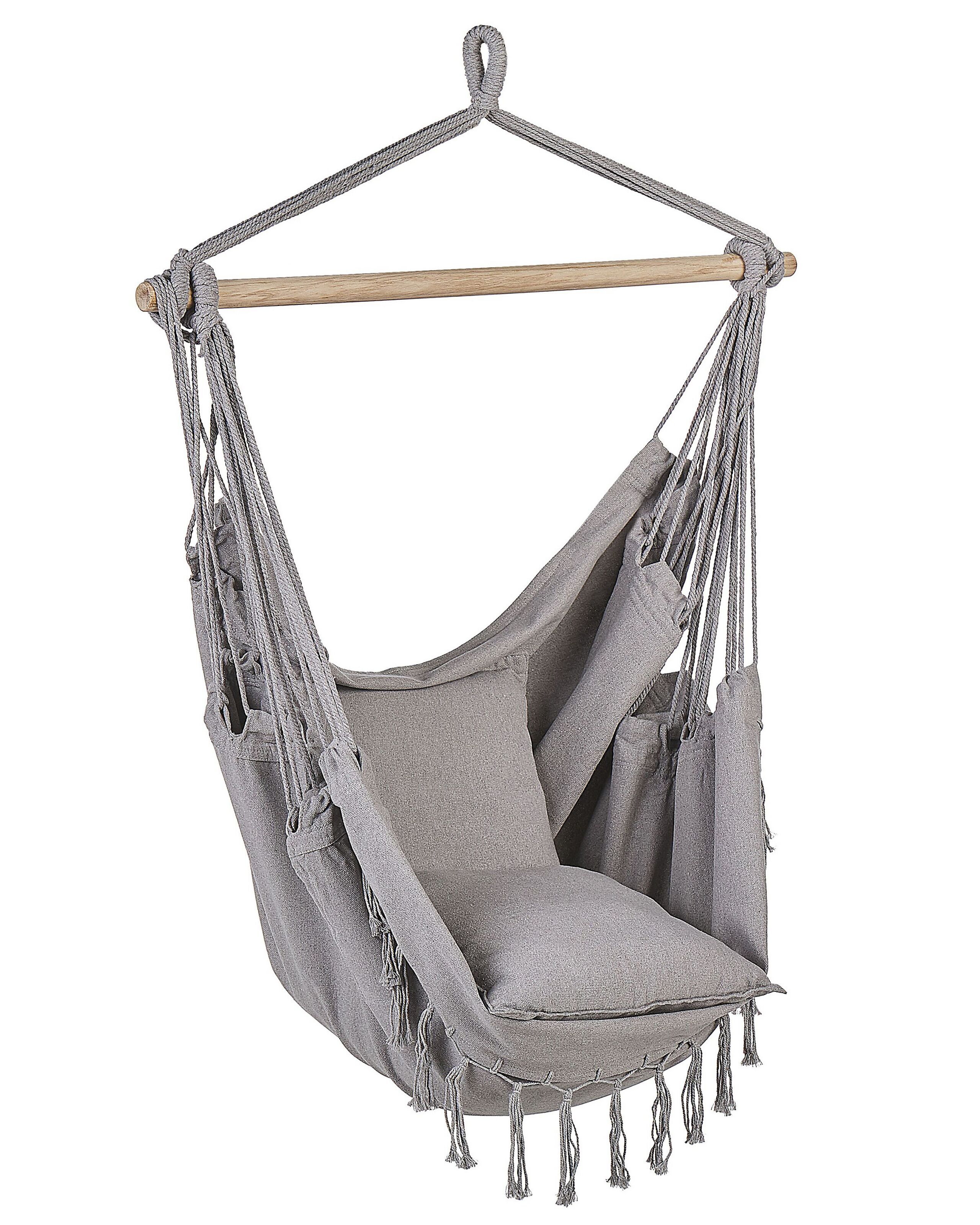 Cotton Hanging Hammock Chair Light Grey BONEA - Gemini Interiors