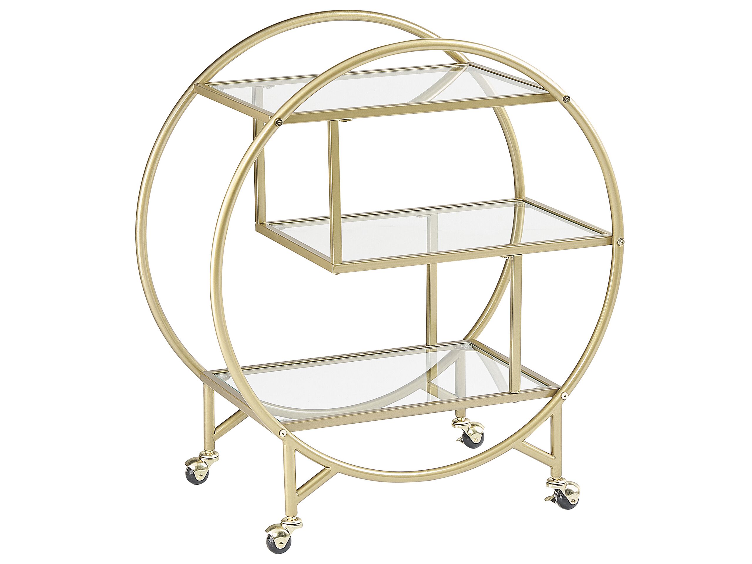 Metal Drinks Trolley with Glass Top Gold COLTON - Gemini Interiors