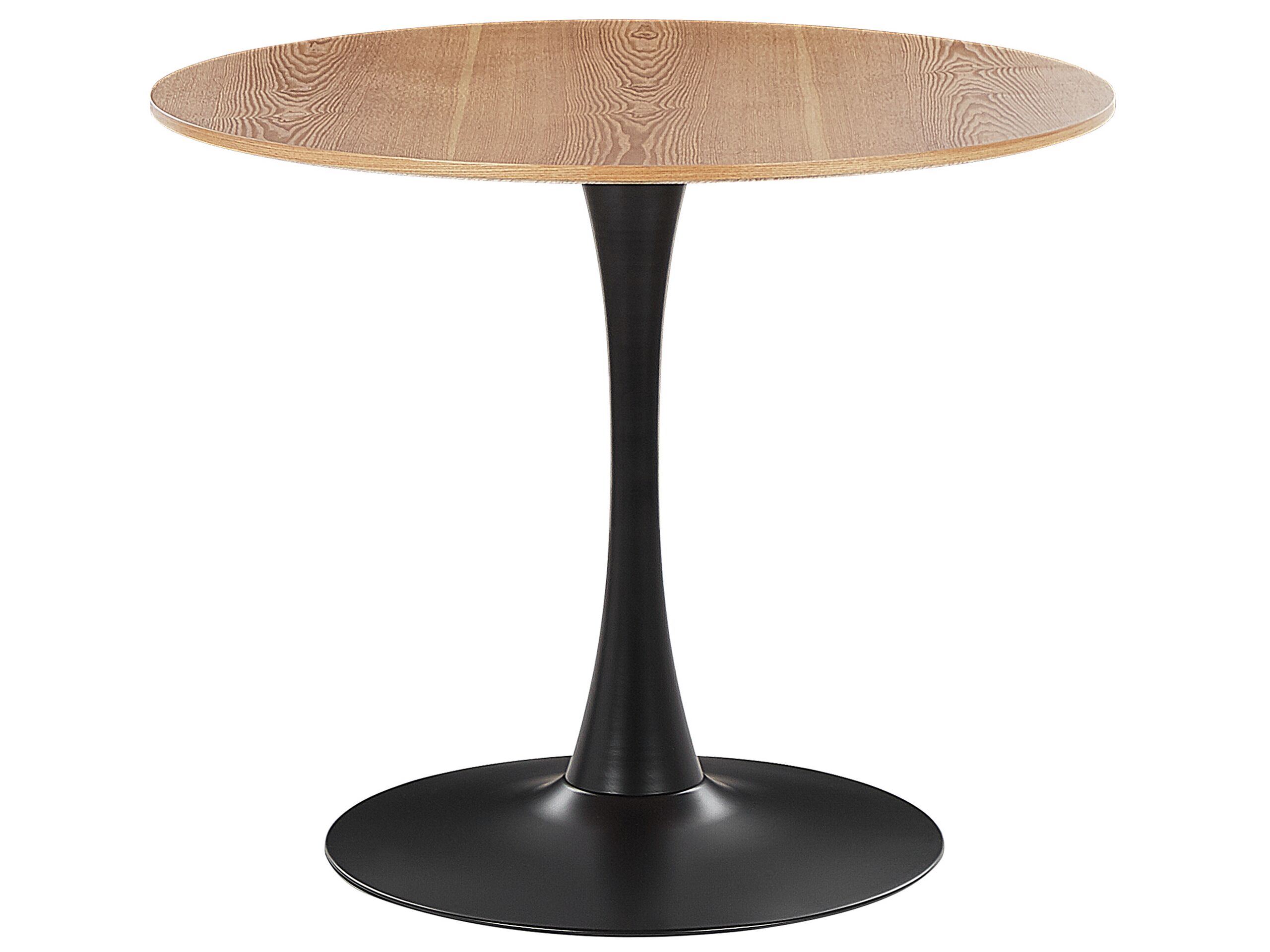 Round Dining Table âŒ€ 90 cm Light Wood with Black BOCA - Gemini Interiors