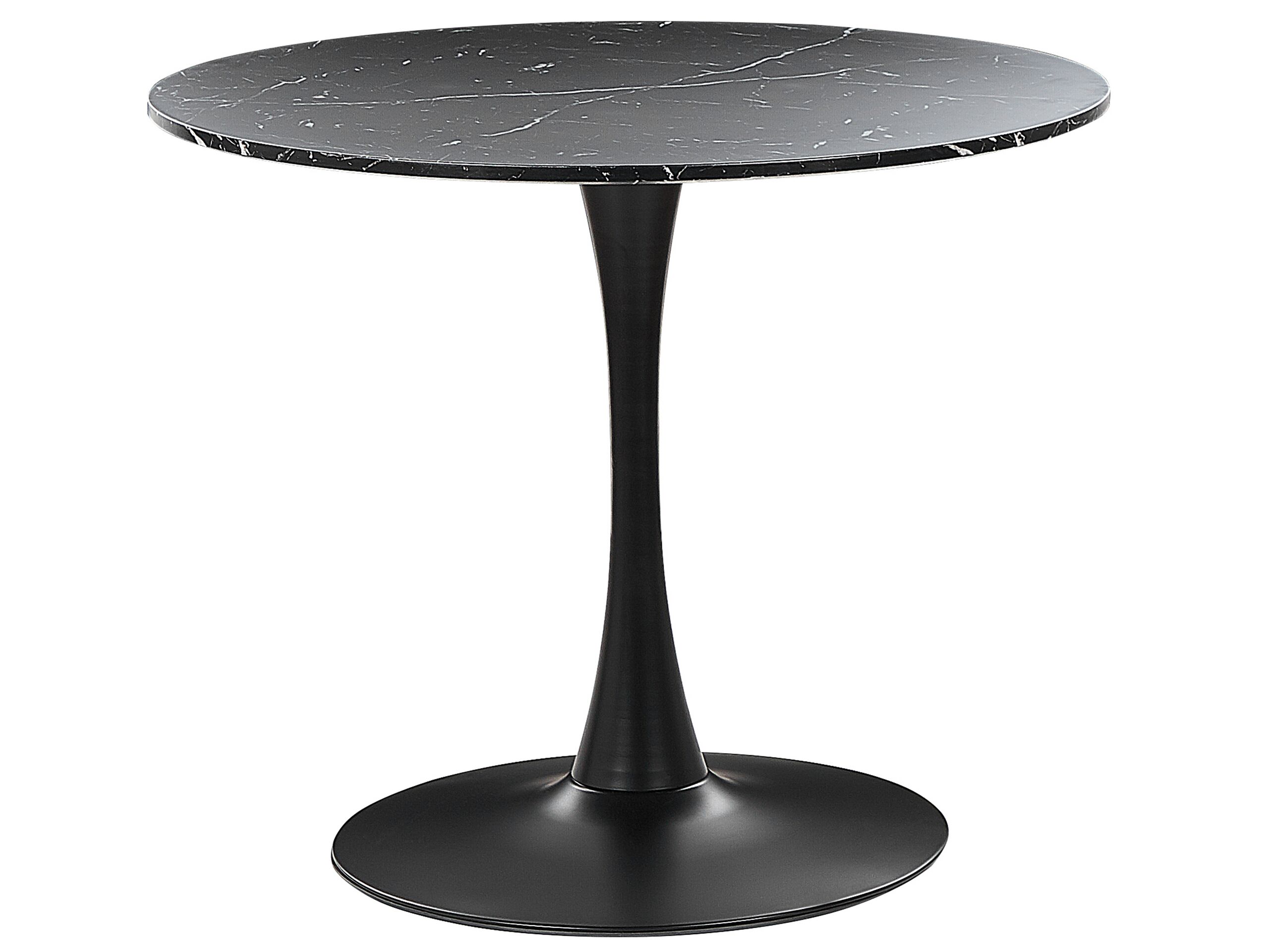 Round Dining Table âŒ€ 90 cm Marble Effect Black BOCA - Gemini Interiors