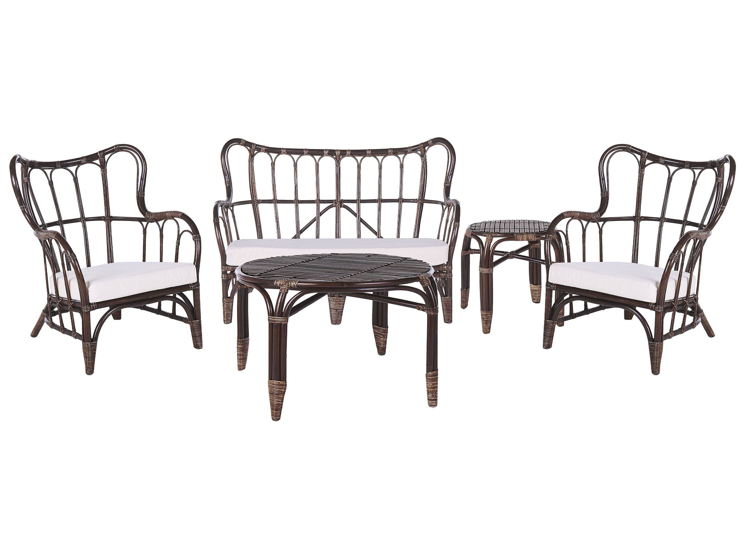 4 Seater Rattan Garden Sofa Set Dark Brown BRINDISI - Gemini Interiors