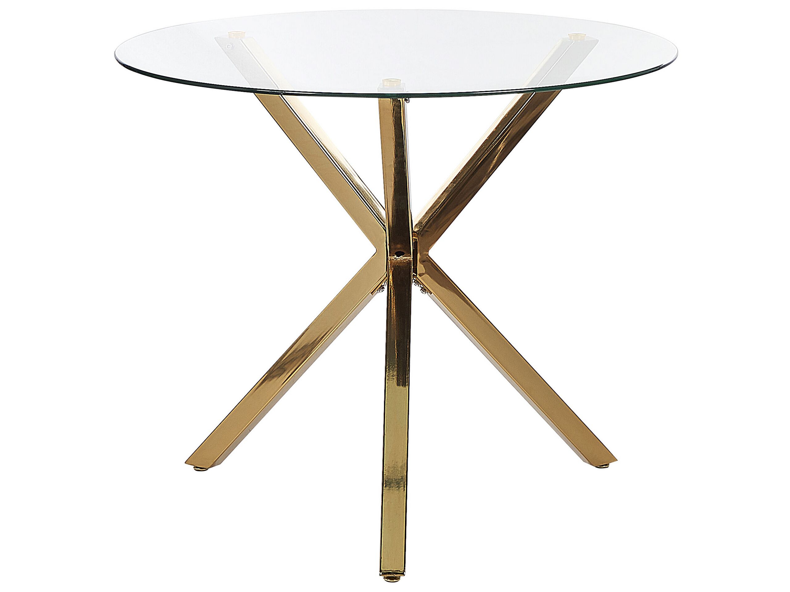 Glass Top Round Dining Table âŒ€ 90 cm Gold SAVONI - Gemini Interiors