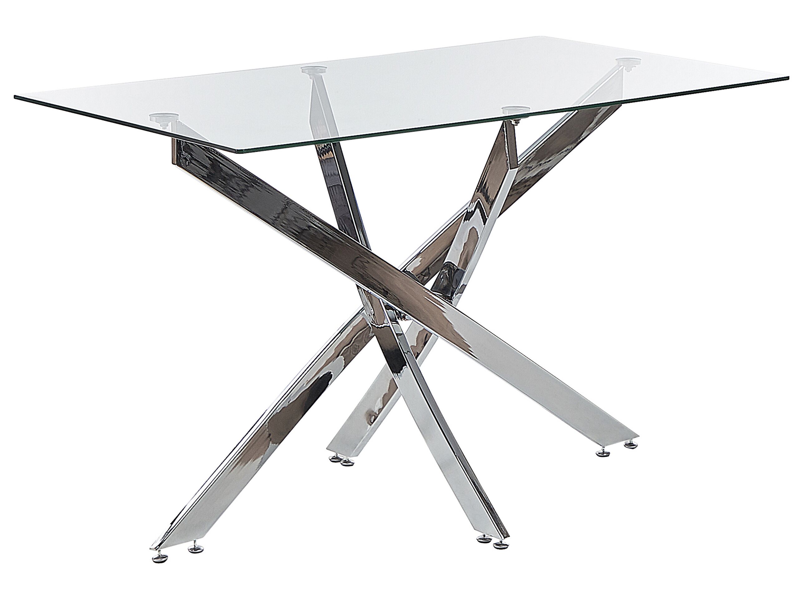 Glass Top Dining Table 120 x 70 cm Silver MARAMO - Gemini Interiors