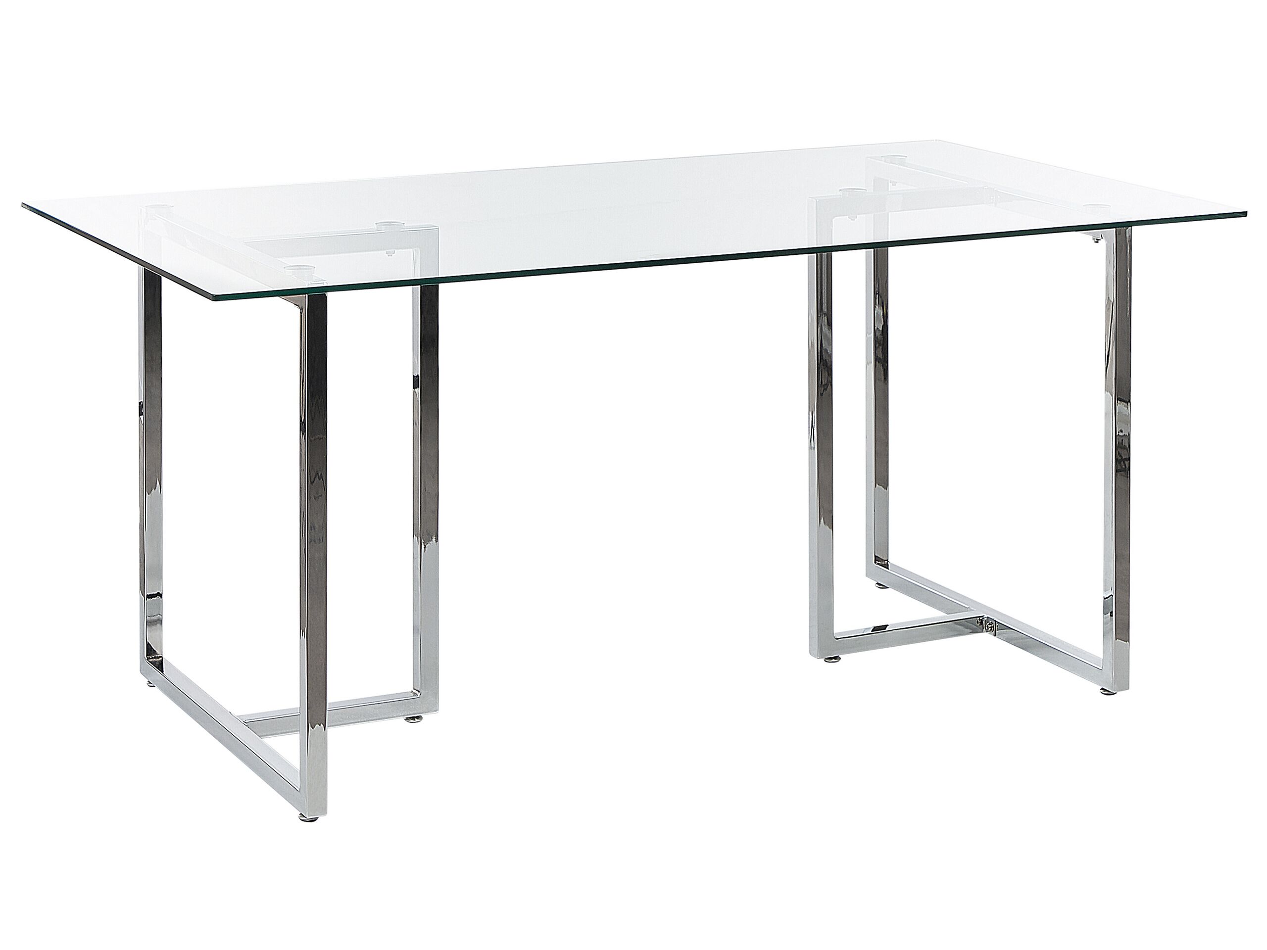 Glass Top Dining Table 160 x 90 cm Silver ENVIA - Gemini Interiors