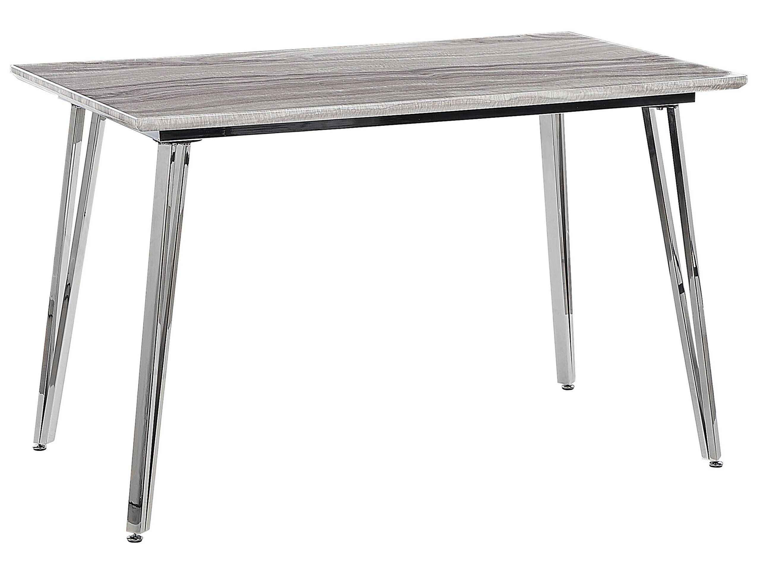Dining Table 120 x 70 cm Marble Effect with Silver GREYTON - Gemini Interiors