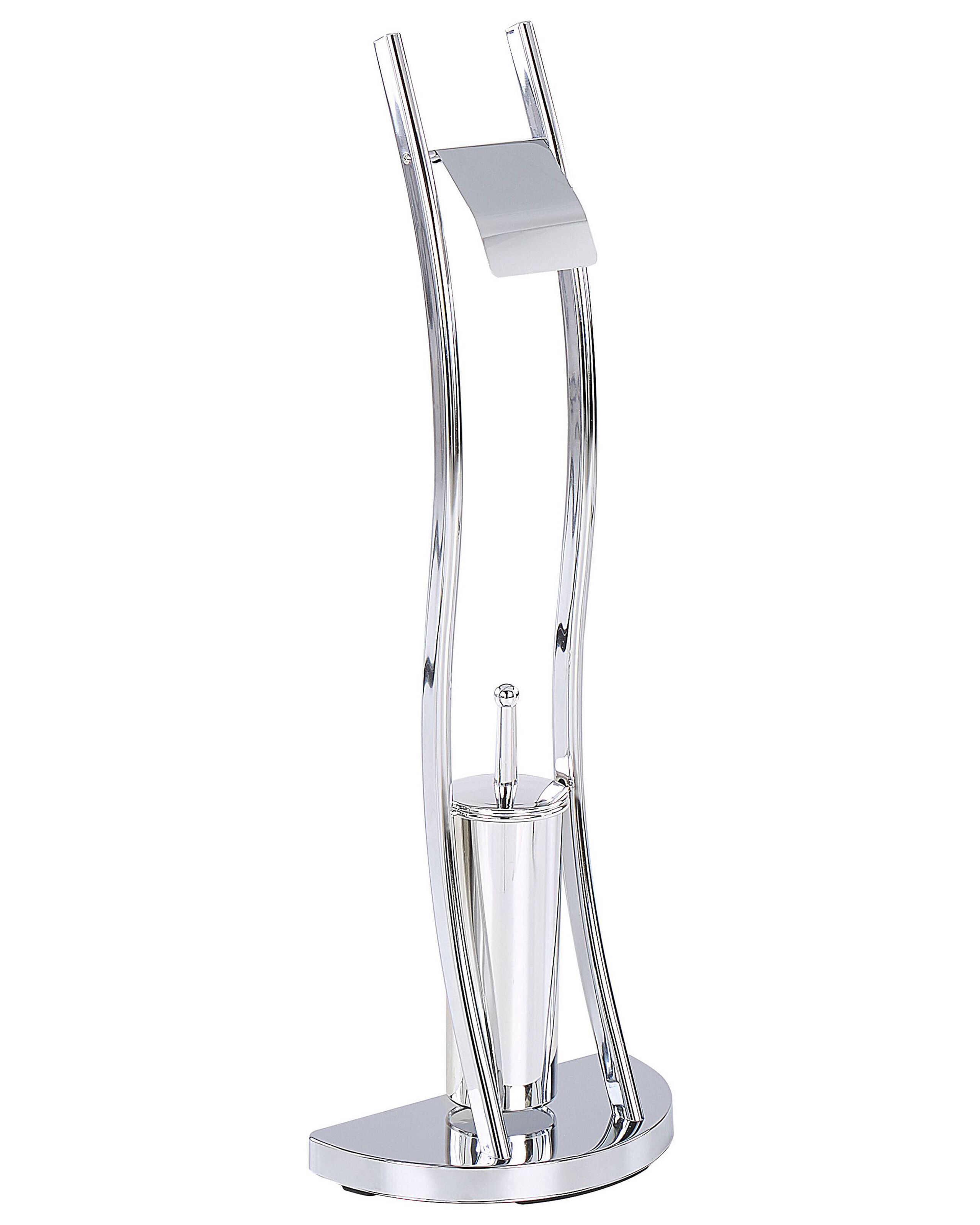 Freestanding Toilet Paper and Brush Holder Silver SOACHA - Gemini Interiors