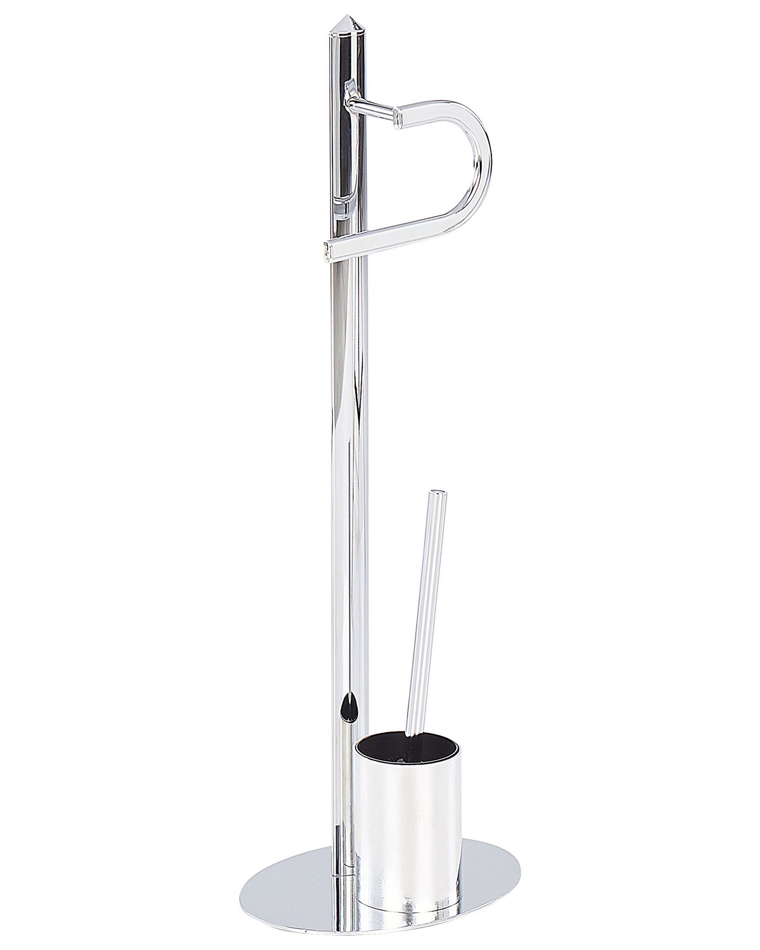 Freestanding Toilet Paper and Brush Holder Silver SARTO - Gemini Interiors