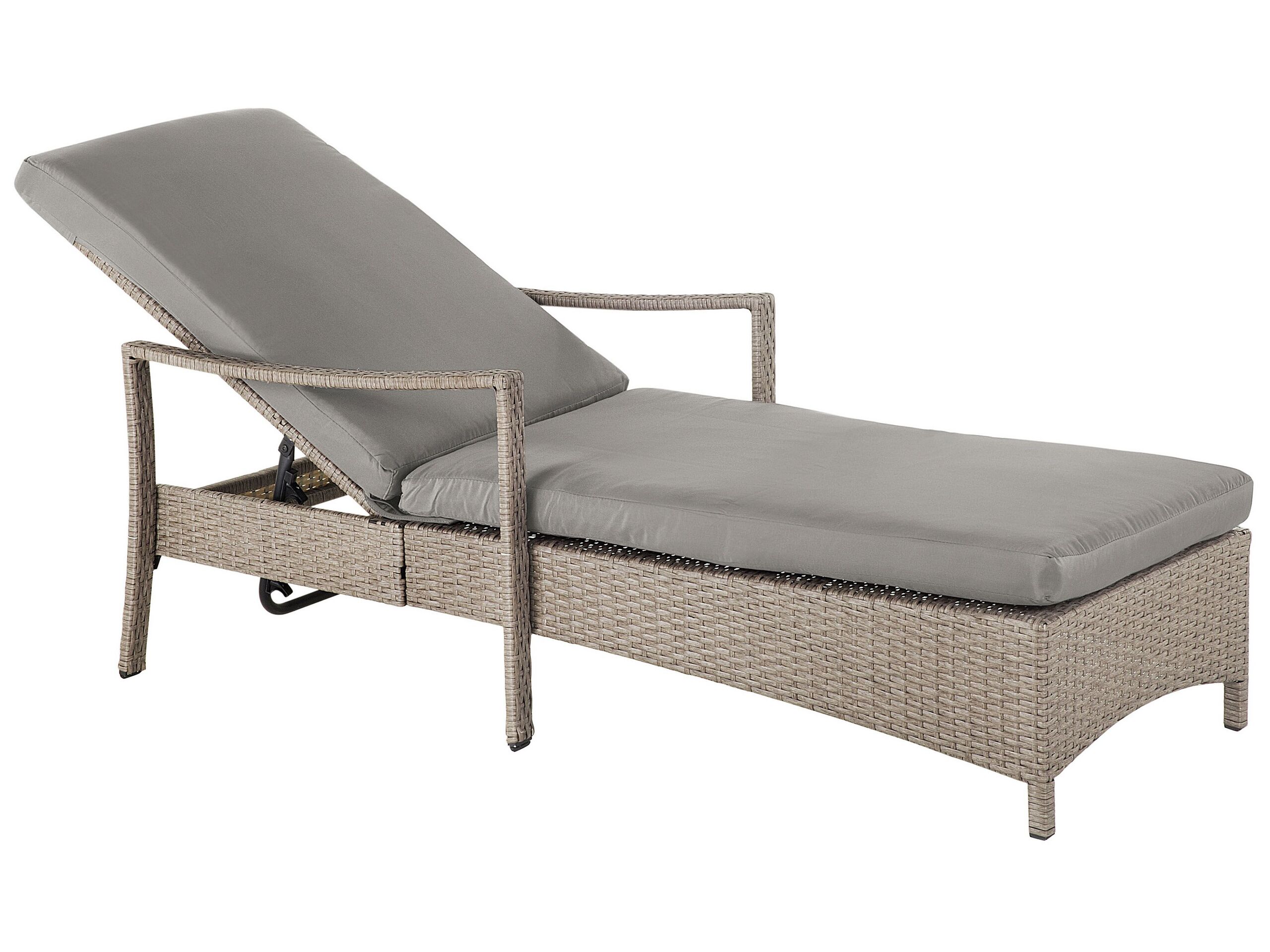 PE Rattan Reclining Sun Lounger Grey VASTO - Gemini Interiors