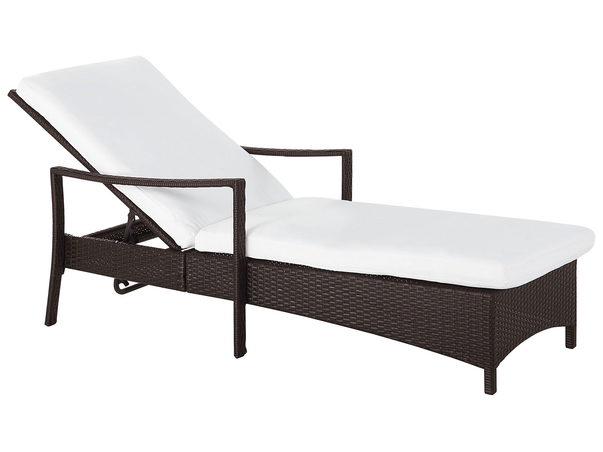 PE Rattan Reclining Sun Lounger Brown VASTO - Gemini Interiors