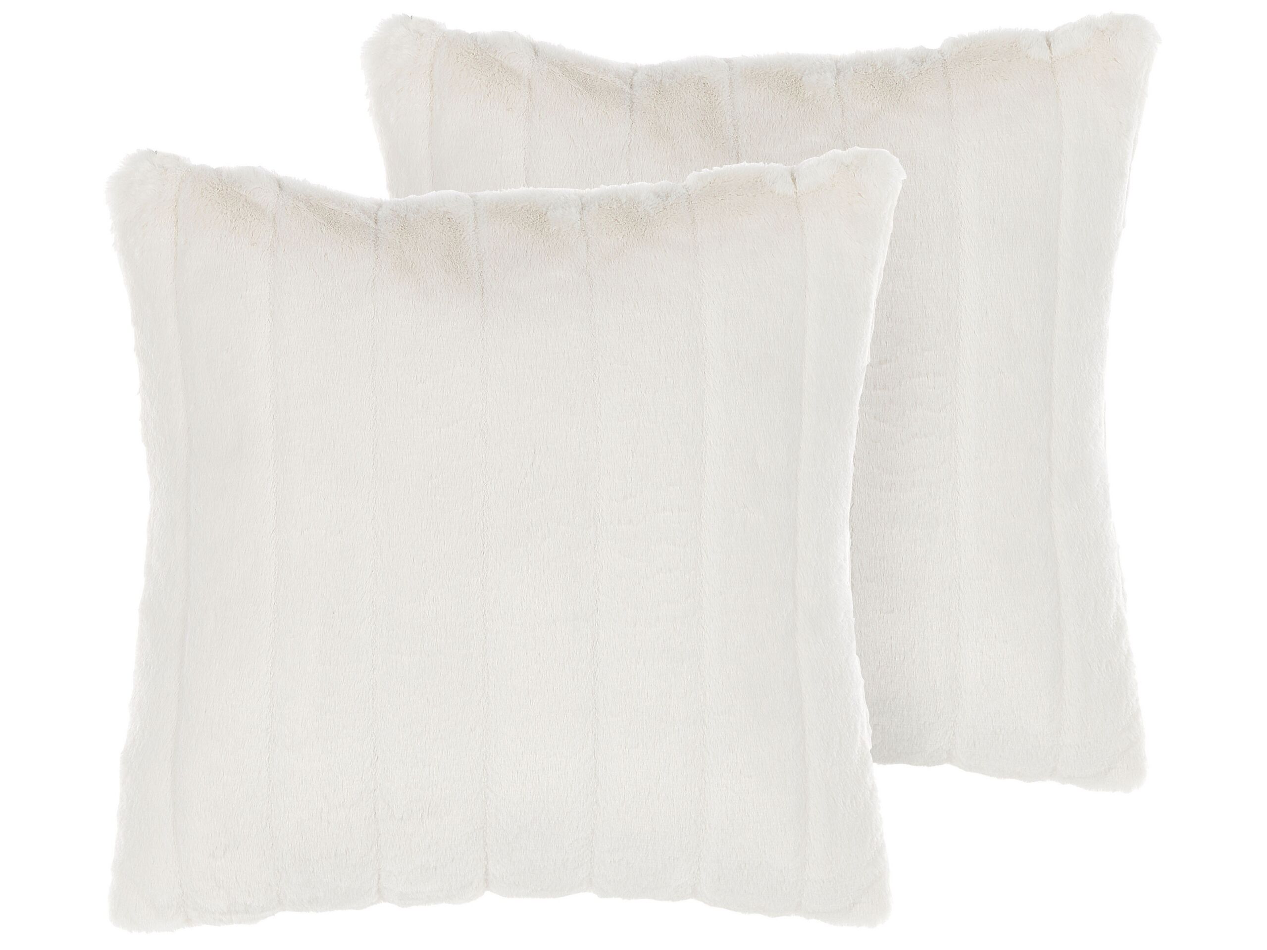 Set of 2 Faux Fur Cushions 45x45cm White - Gemini Interiors