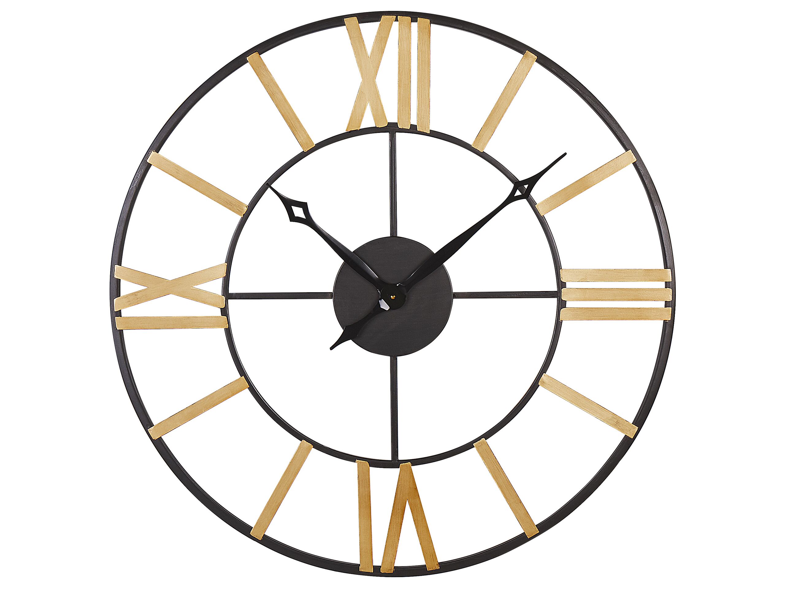 Iron Skeleton Wall Clock 80cm Black and Gold - Gemini Interiors
