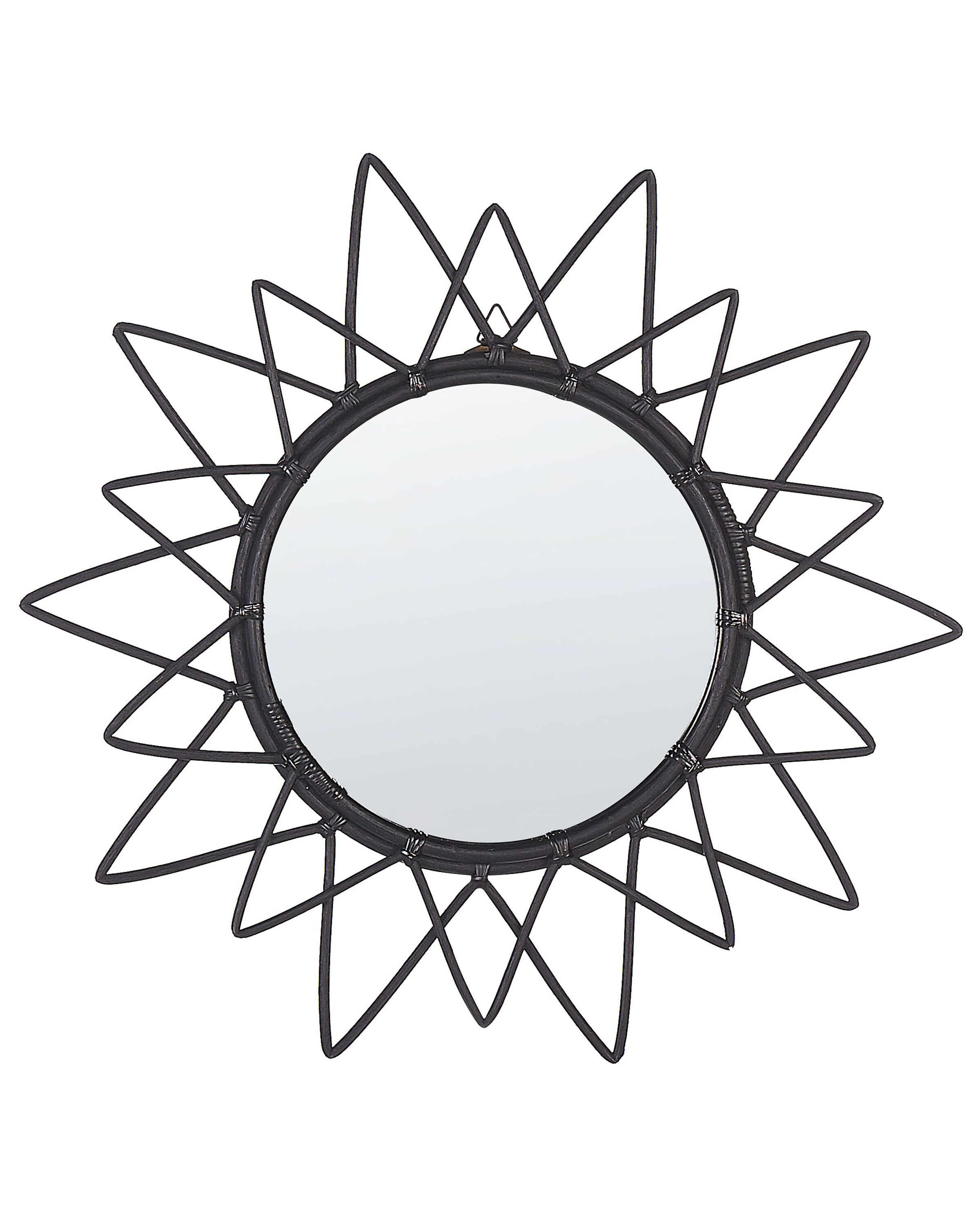 Rattan Sunburst Wall Mirror 61cm Black - Gemini Interiors