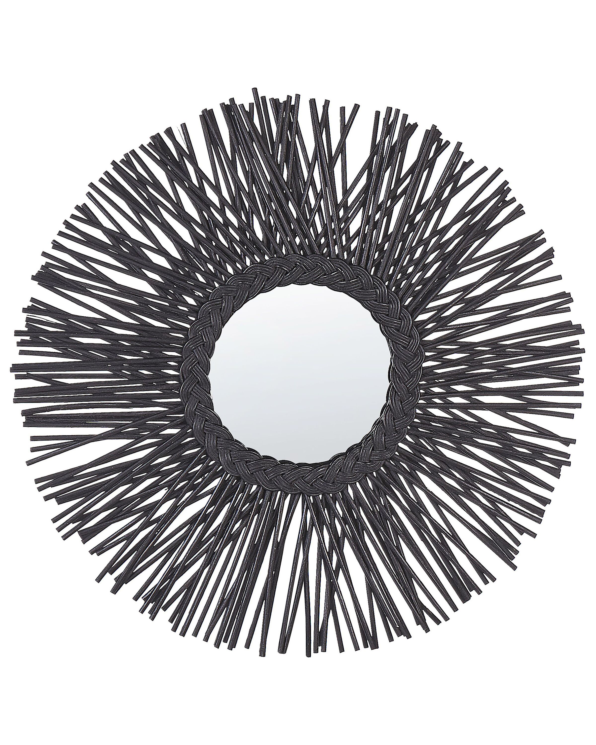 Rattan Sunburst Wall Mirror 60cm Black - Gemini Interiors