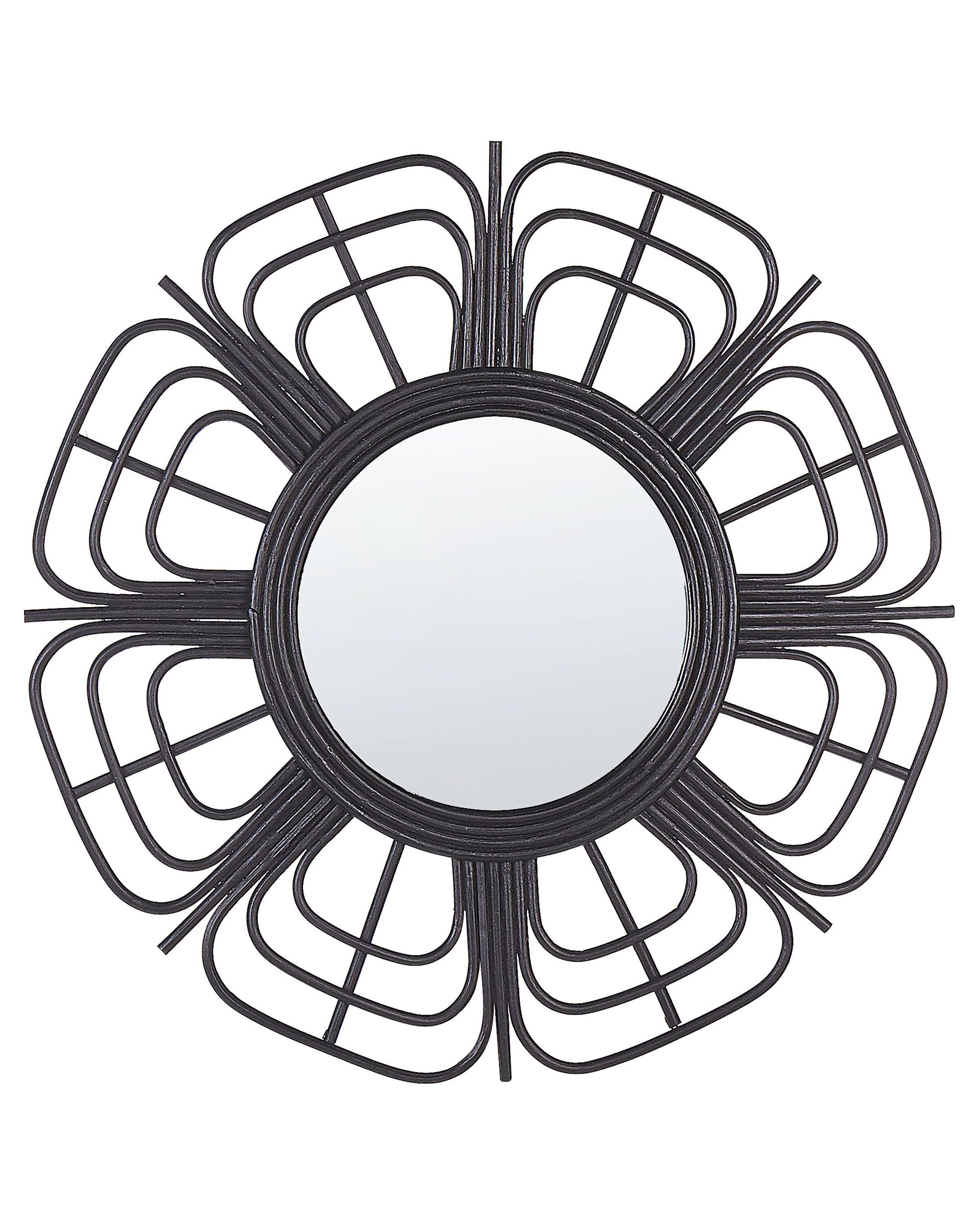 Rattan Sunburst Wall Mirror 60cm Black - Gemini Interiors