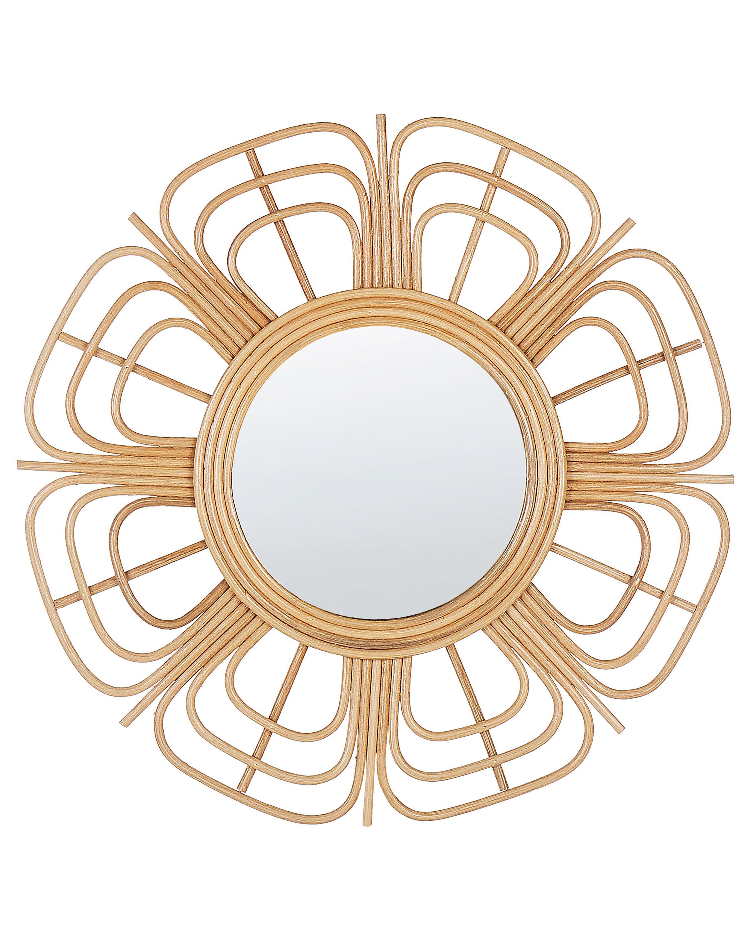 Rattan Sunburst Wall Mirror 60cm Beige - Gemini Interiors