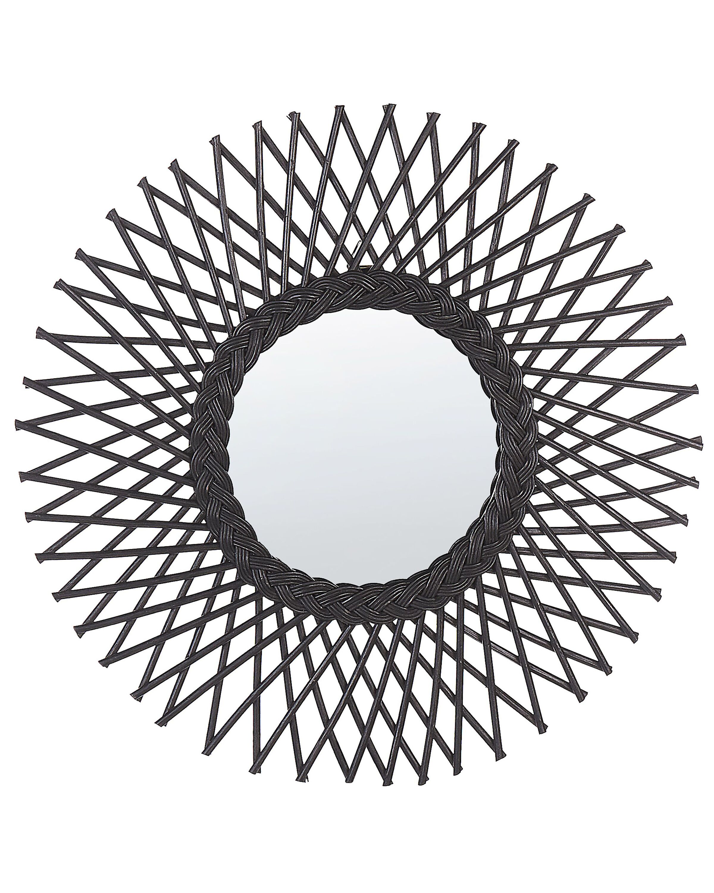 Rattan Sunburst Wall Mirror 60cm Black - Gemini Interiors
