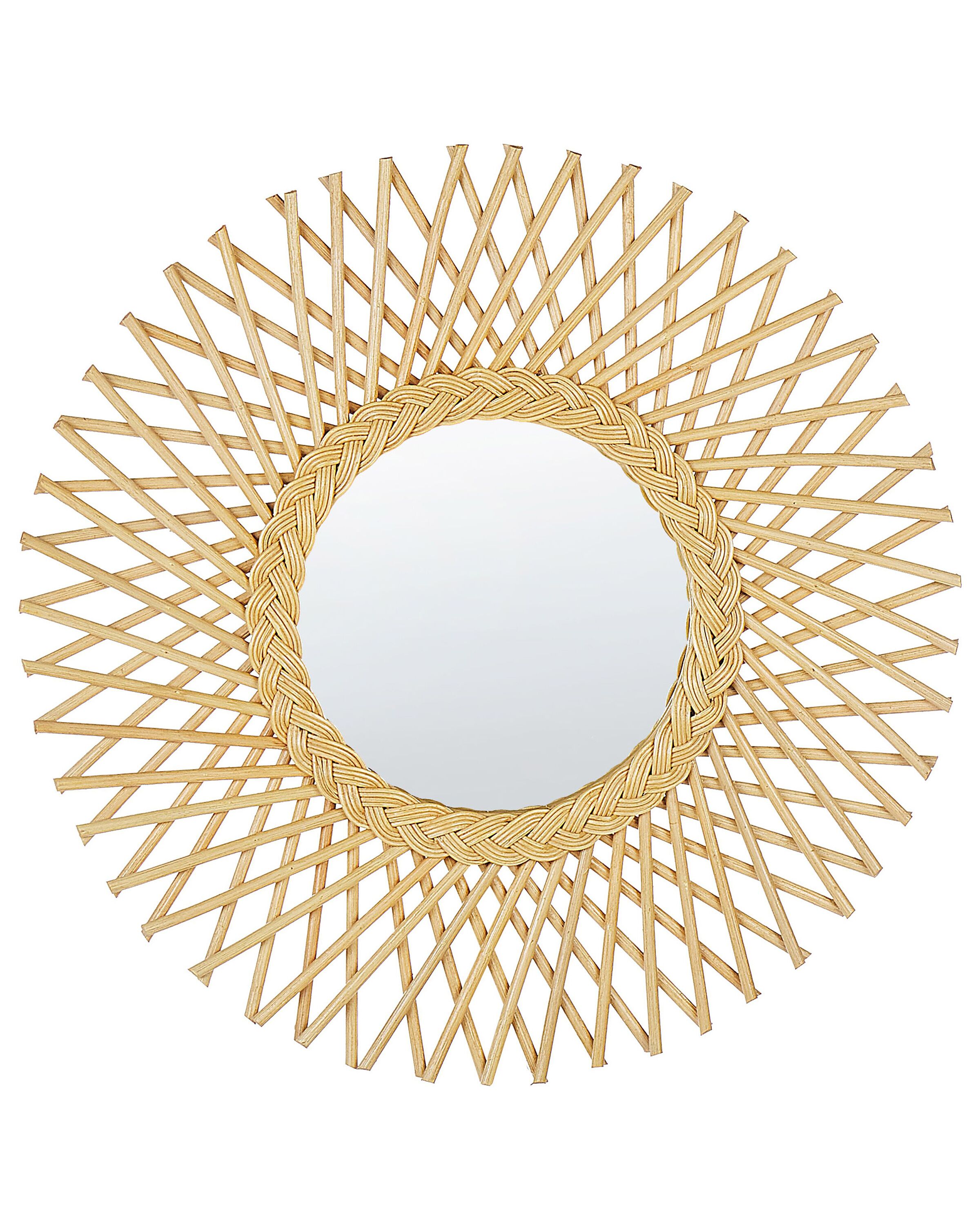 Rattan Sunburst Wall Mirror 60cm Natural - Gemini Interiors