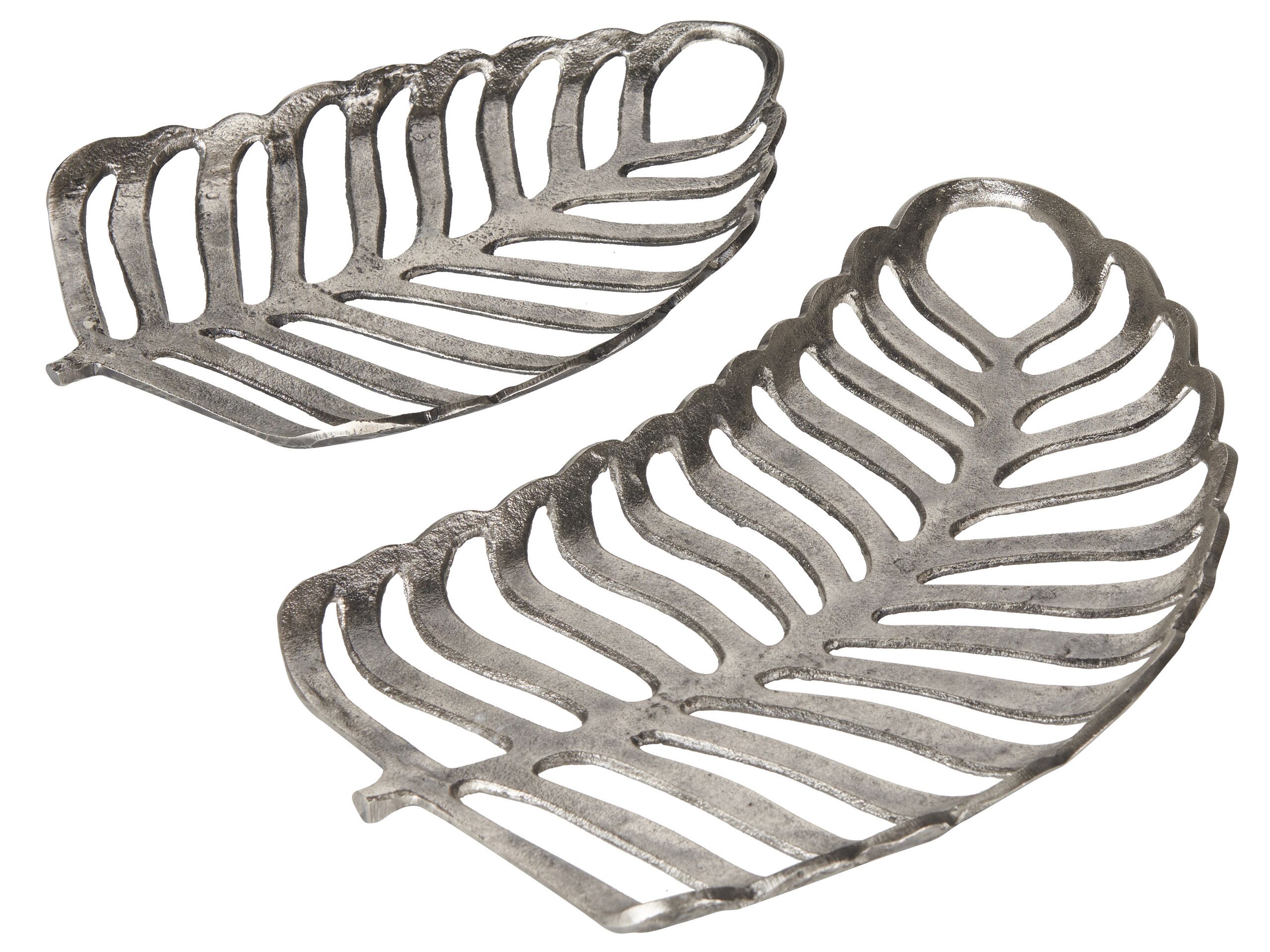 Trinket Dish Set Monstera Leaf Silver - Gemini Interiors