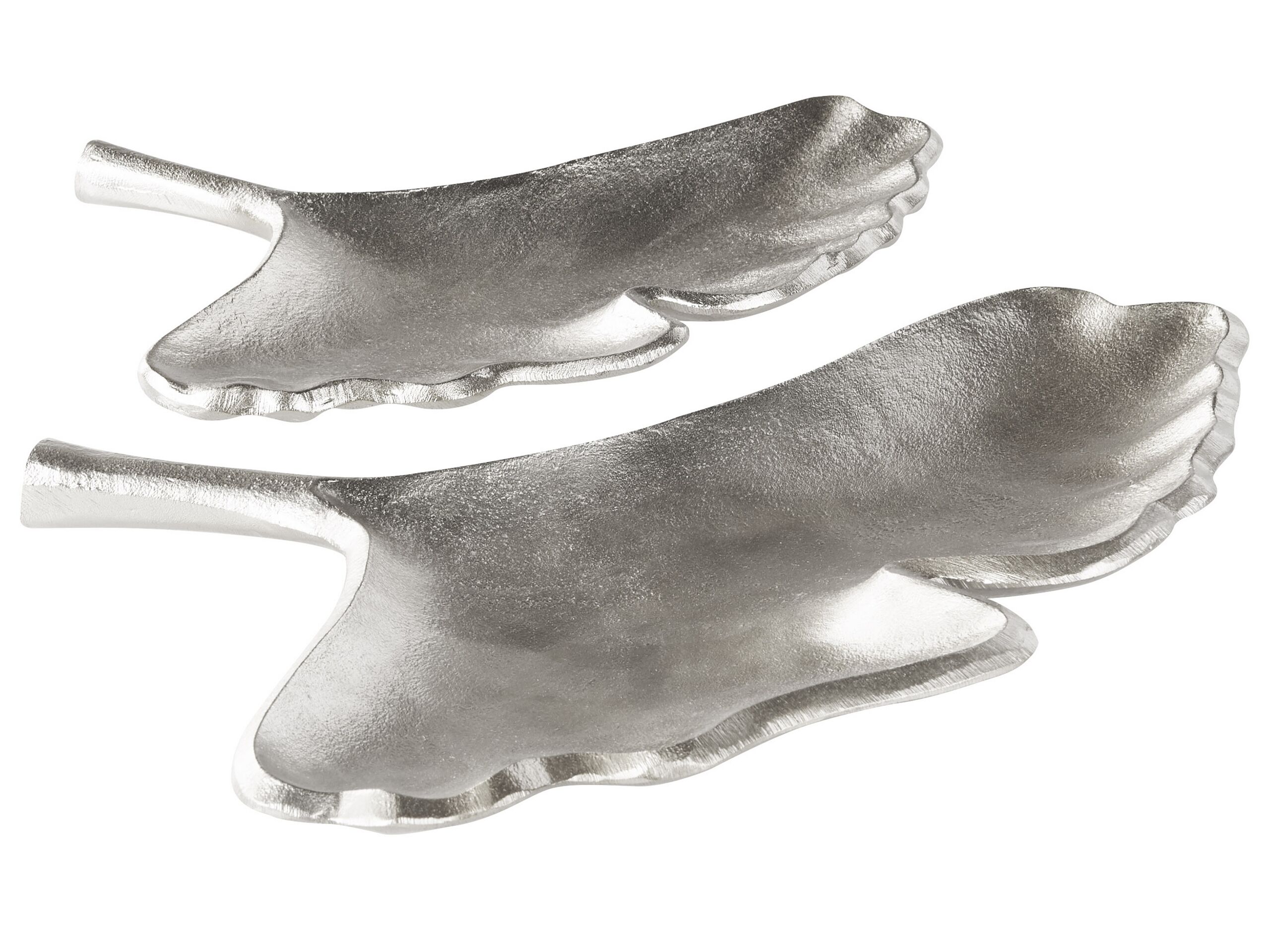 Trinket Dish Set Ginkgo Leaf Silver - Gemini Interiors