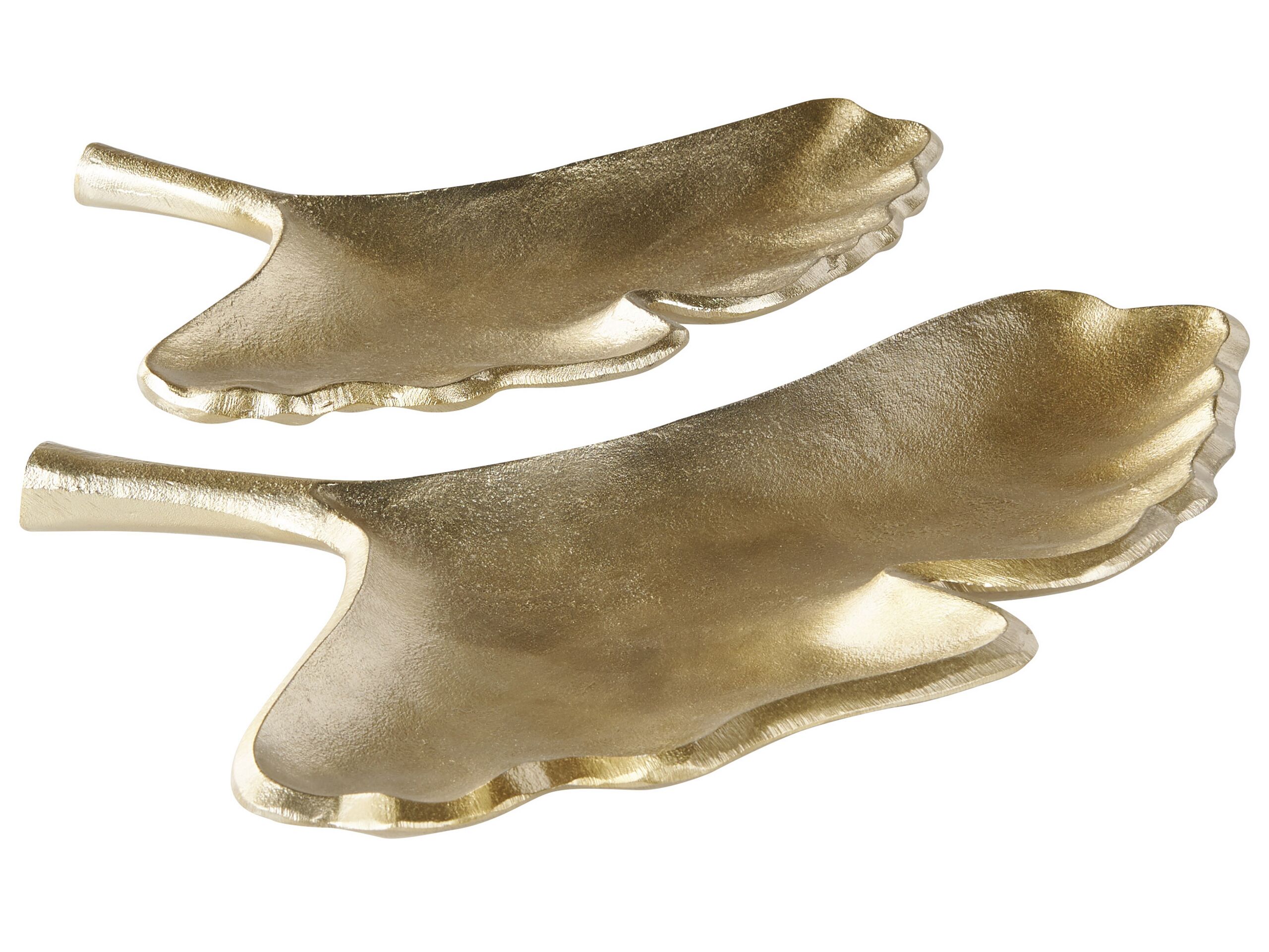 Trinket Dish Set Ginkgo Leaf Gold - Gemini Interiors