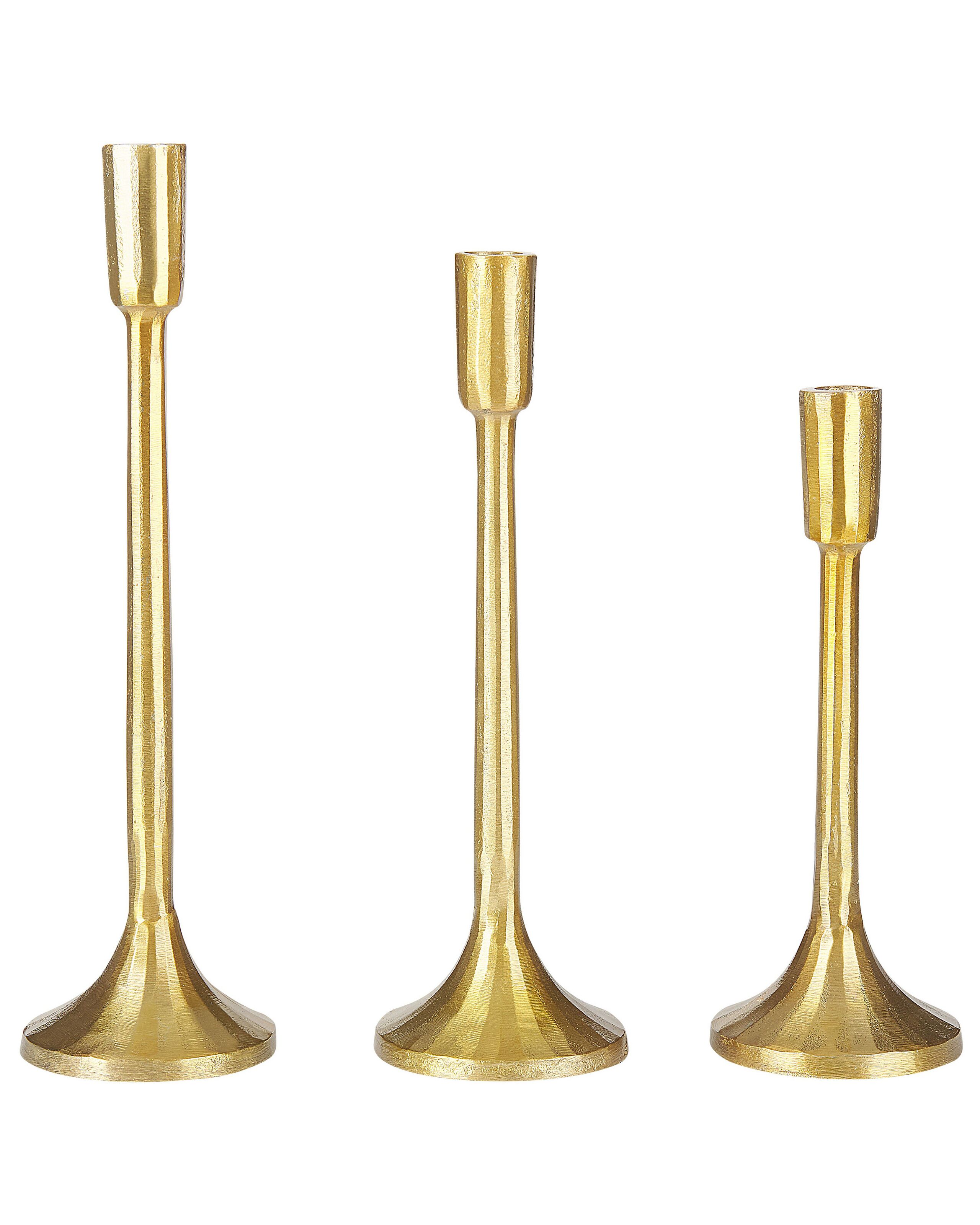 Metal Set of 3 Metal Candlesticks Gold - Gemini Interiors