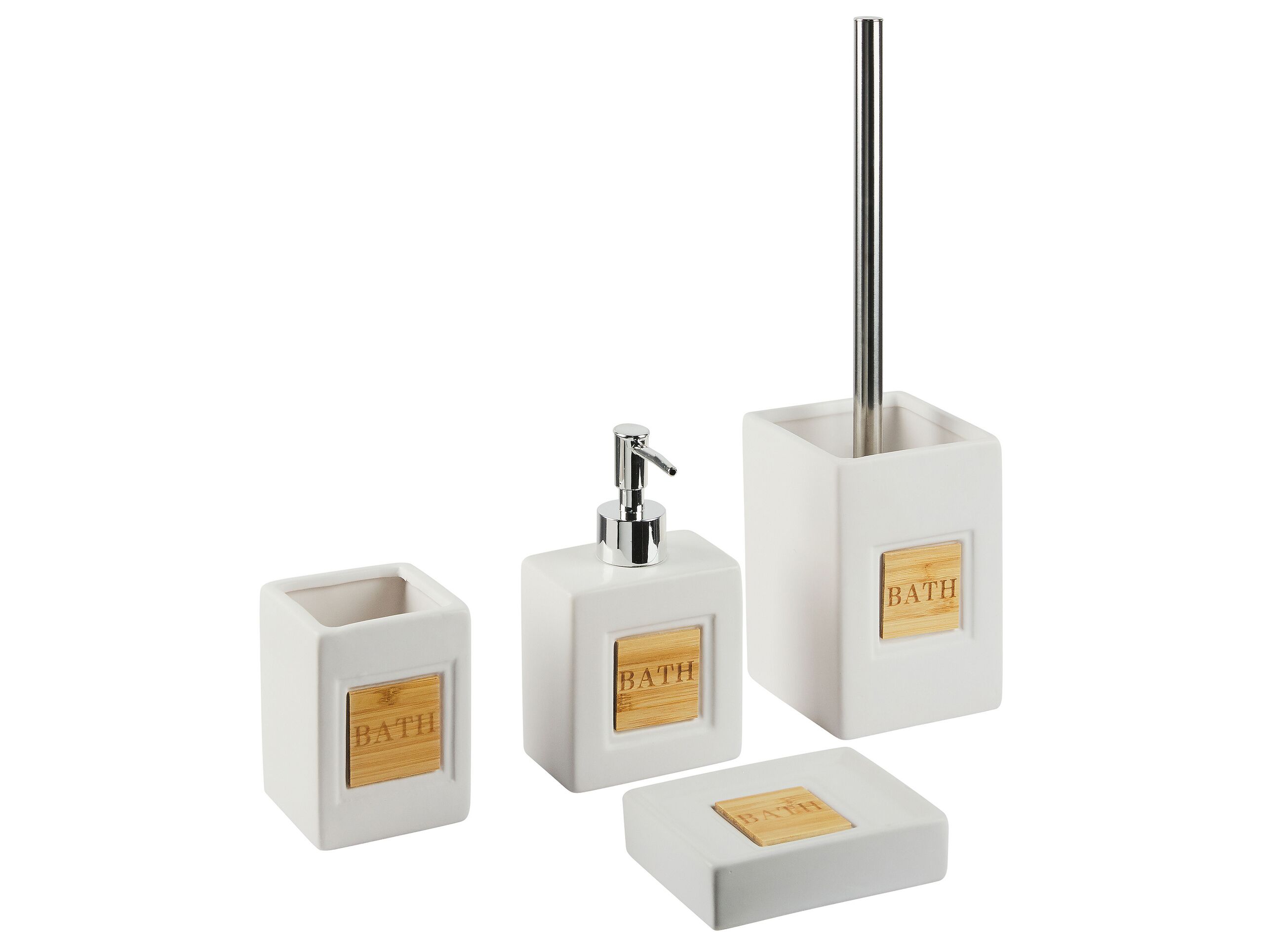 Ceramic 4-Piece Bathroom Accessories Set Beige KOUROU - Gemini Interiors