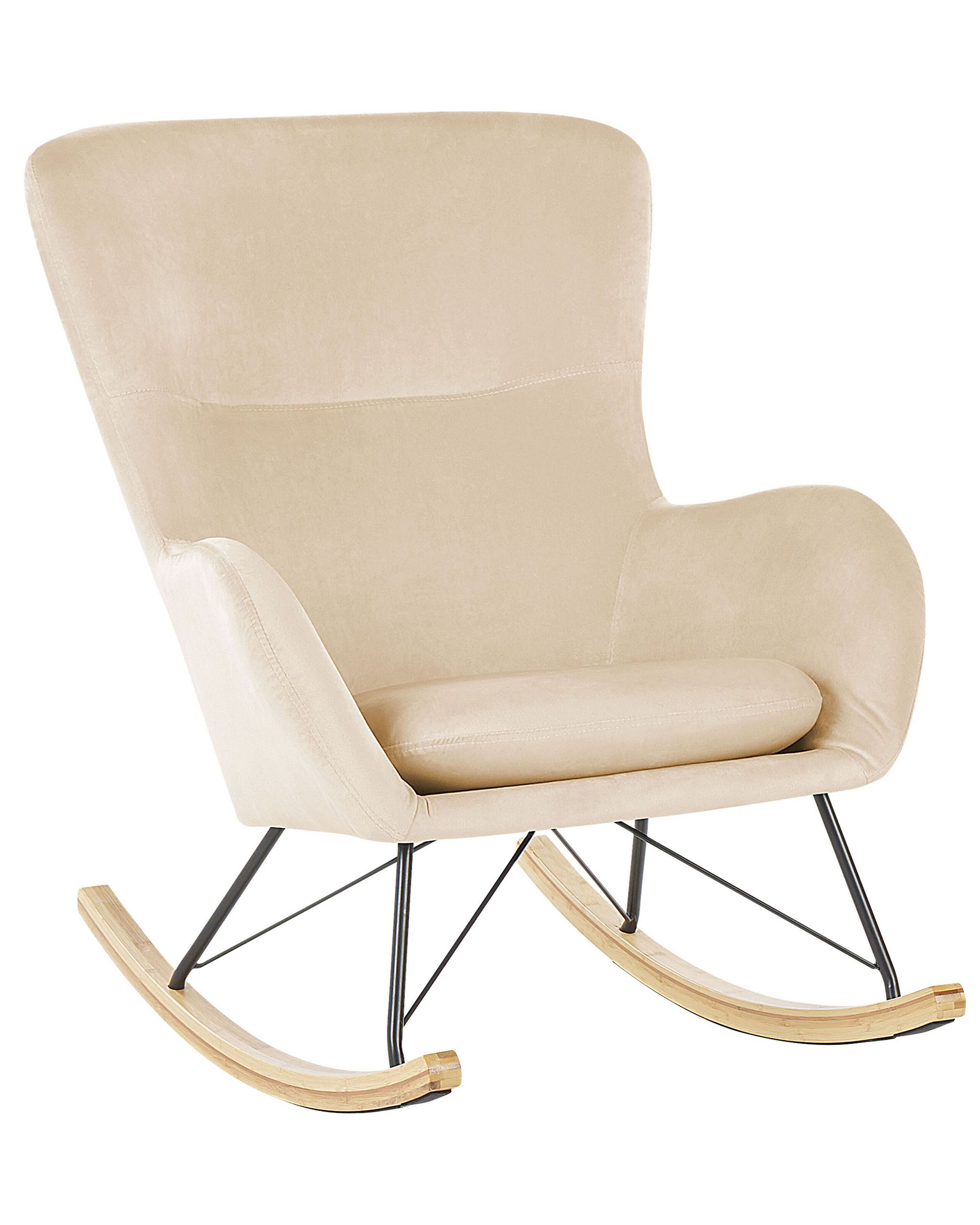 Velvet Rocking Chair Beige ELLAN - Gemini Interiors