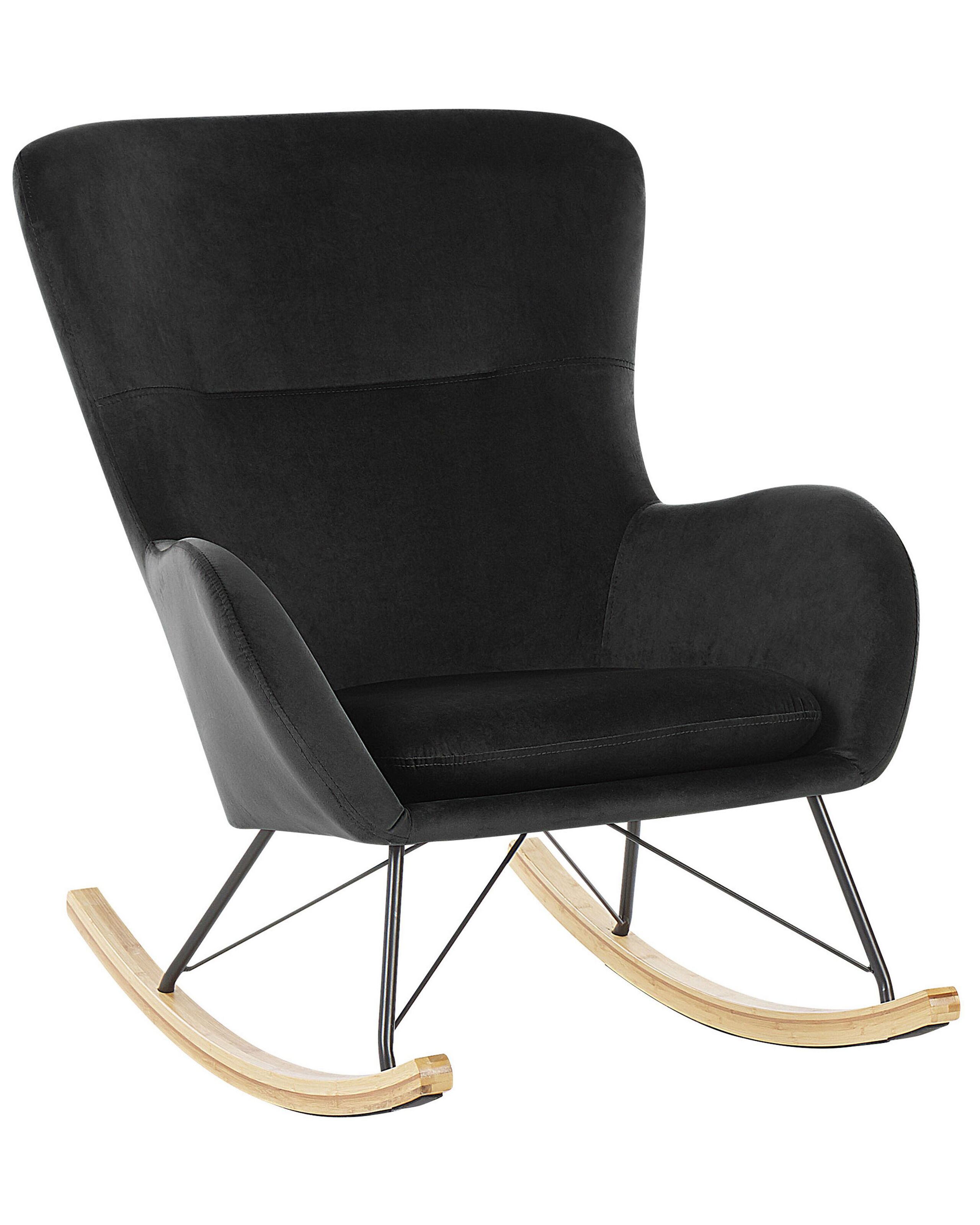 Velvet Rocking Chair Black ELLAN - Gemini Interiors